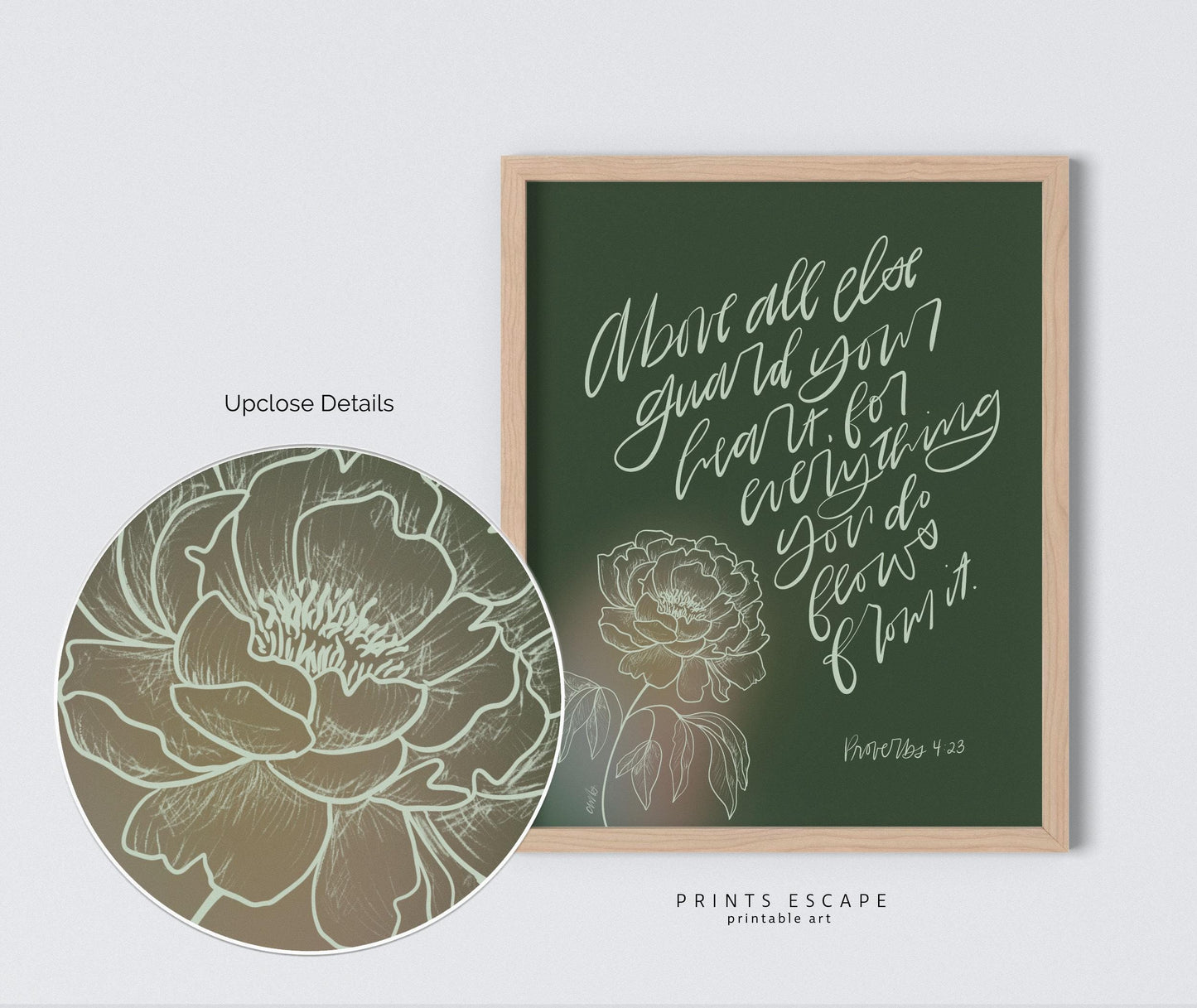 Proverbs 4:23 – Guard Your Heart | Green Botanical Art - Reflourish Collective