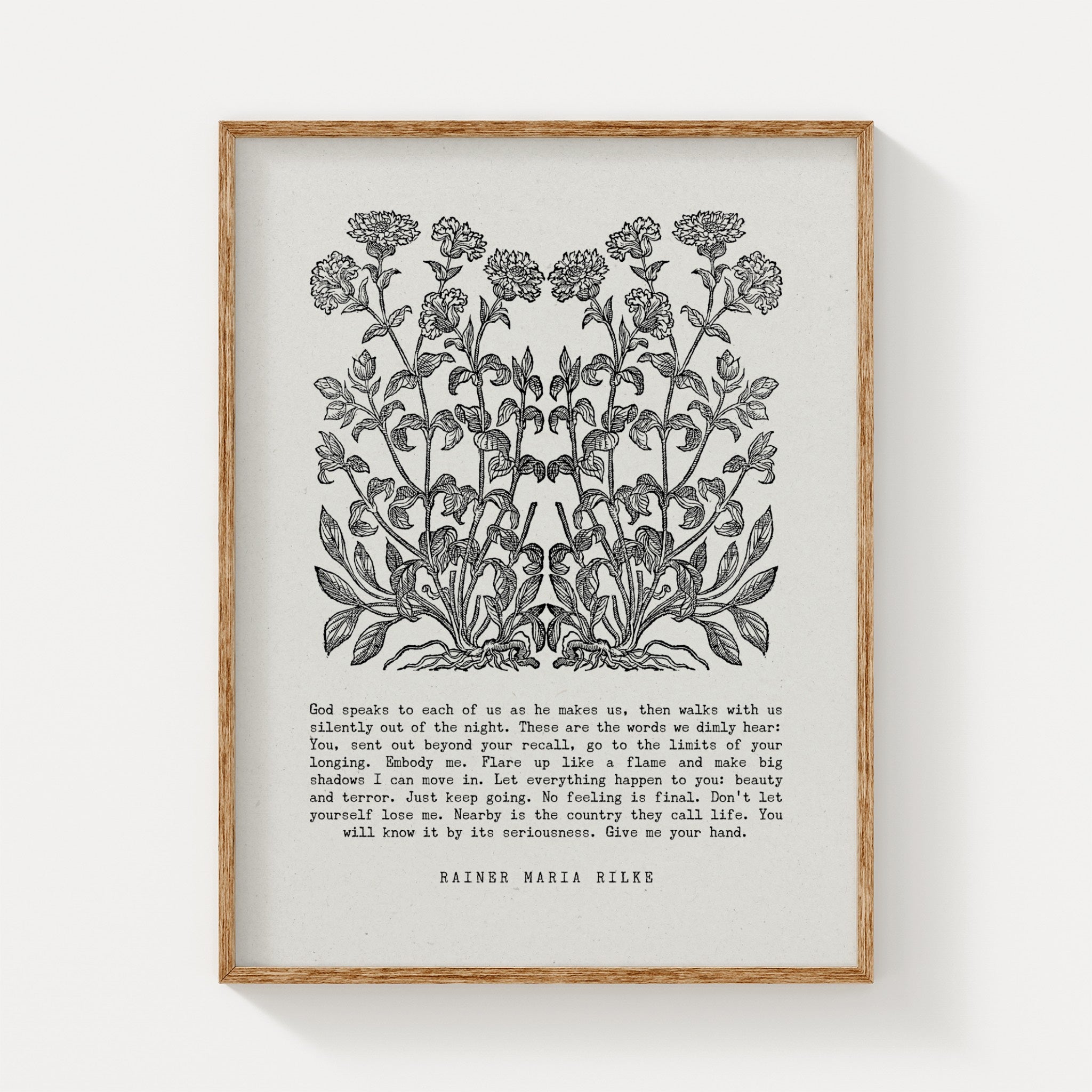Rilke Poem Wall Art – Botanical Printable with Inspirational Poetry ...