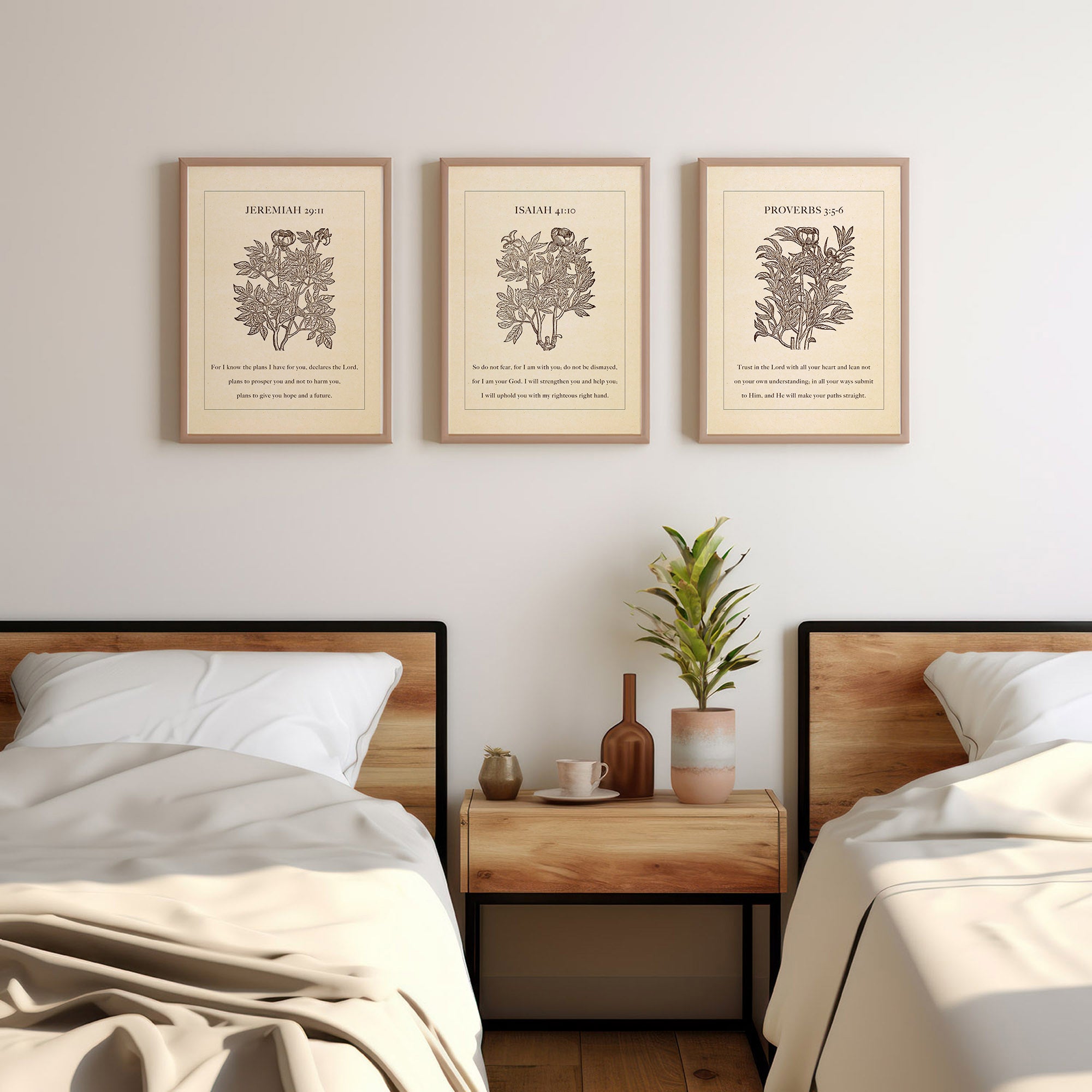 Printable Wall Art Set of 3 - Vintage Christian Botanical Prints (Digital Download) - Reflourish Collective