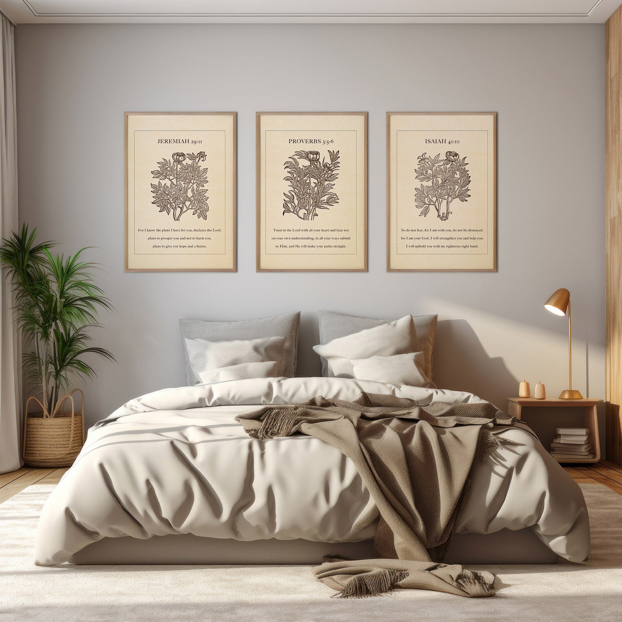 Printable Wall Art Set of 3 - Vintage Christian Botanical Prints (Digital Download) - Reflourish Collective