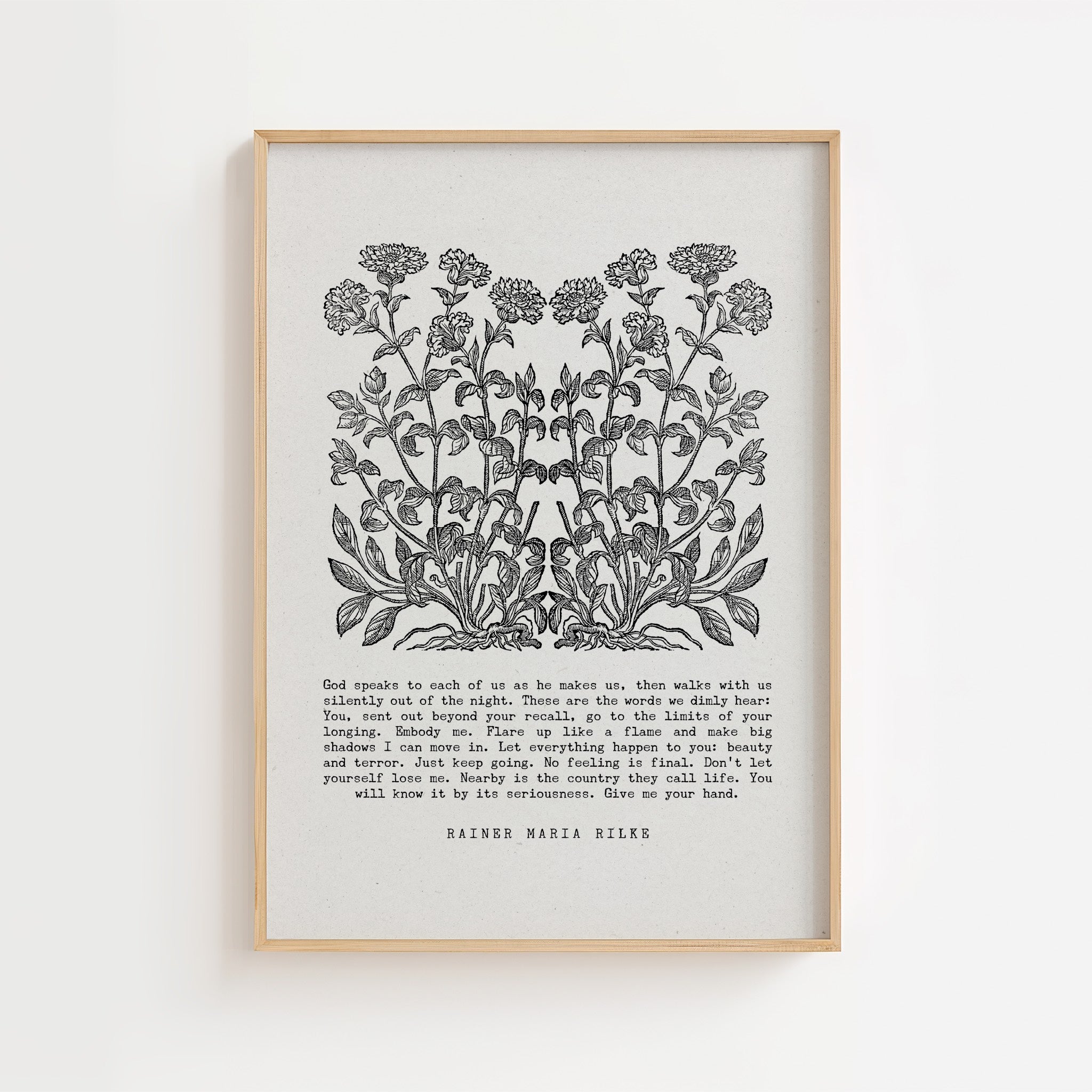 Rainer Maria Rilke – Vintage Botanical Poetry Quote Print