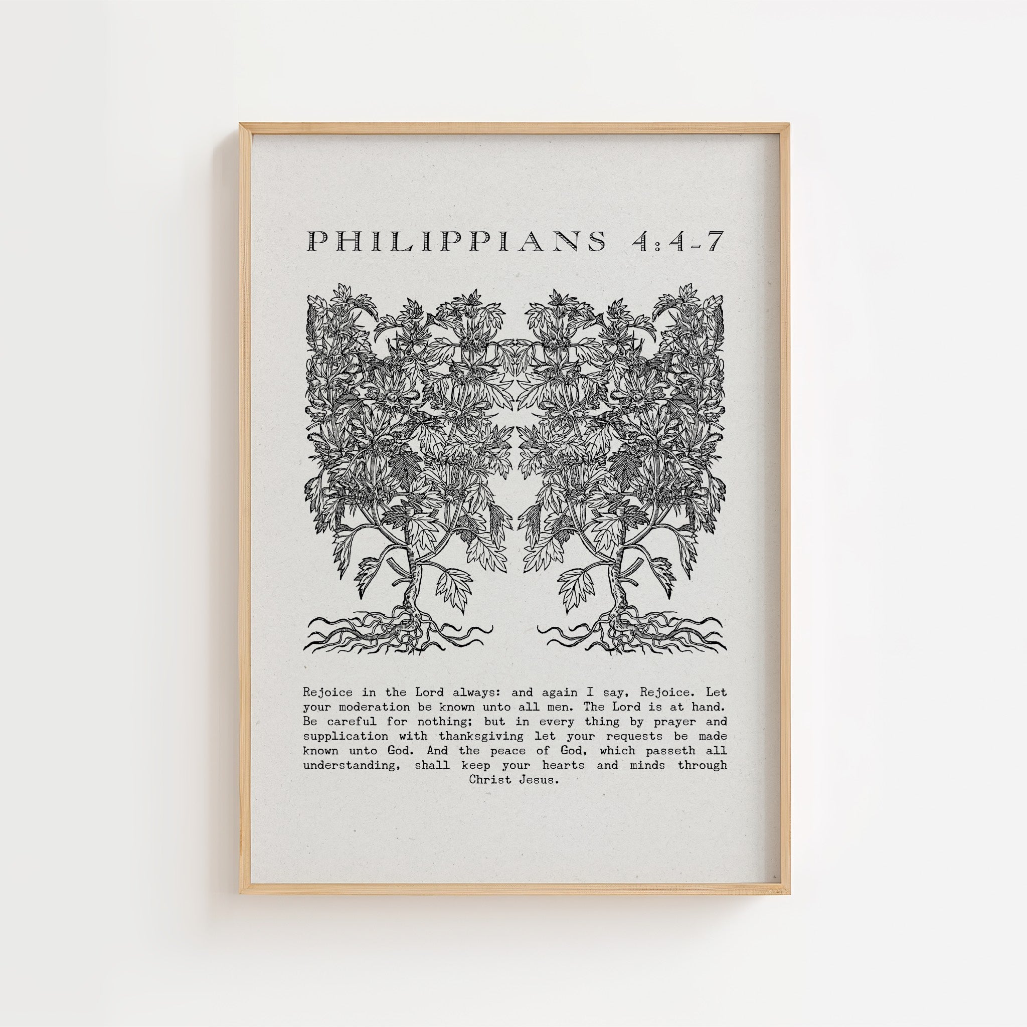 Philippians 4:4–7 – Rejoice Always Vintage Scripture Print