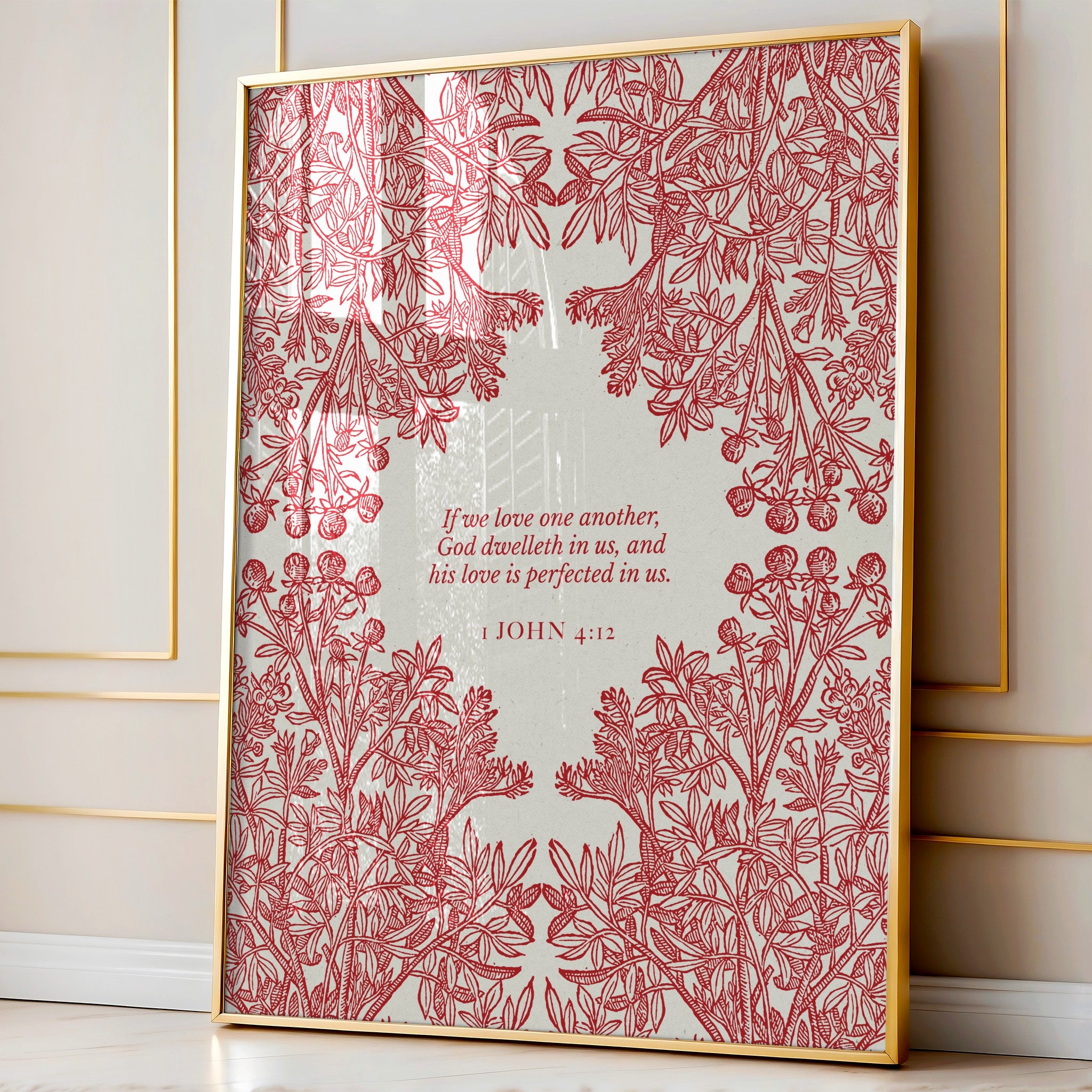 1 John 4:12 Love One Another Botanical Print