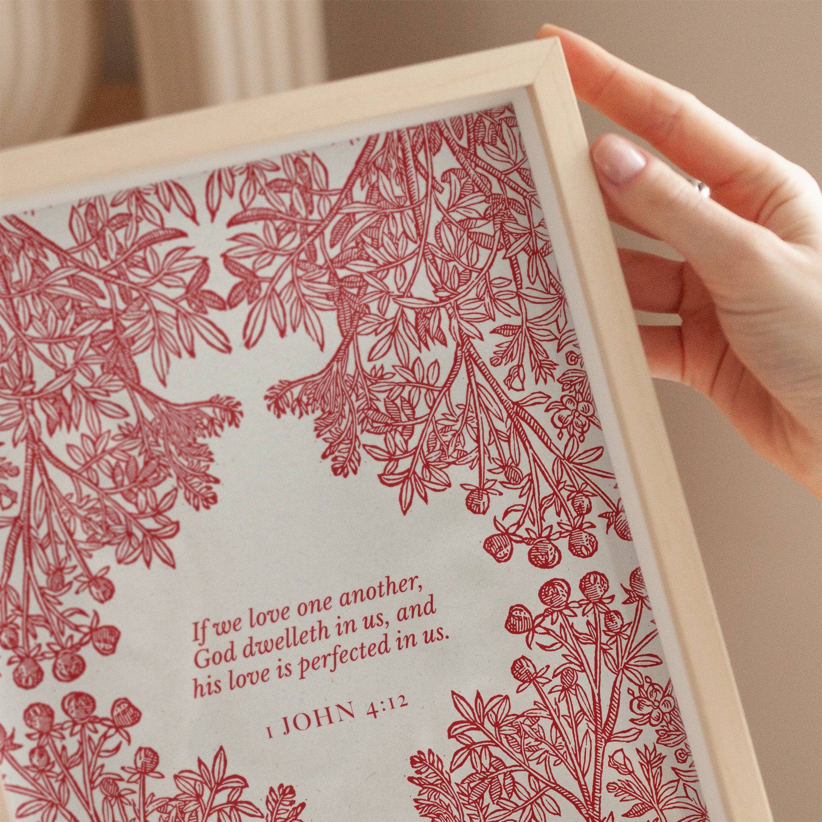 1 John 4:12 Christian Wall Art - Love One Another Botanical Scripture ...