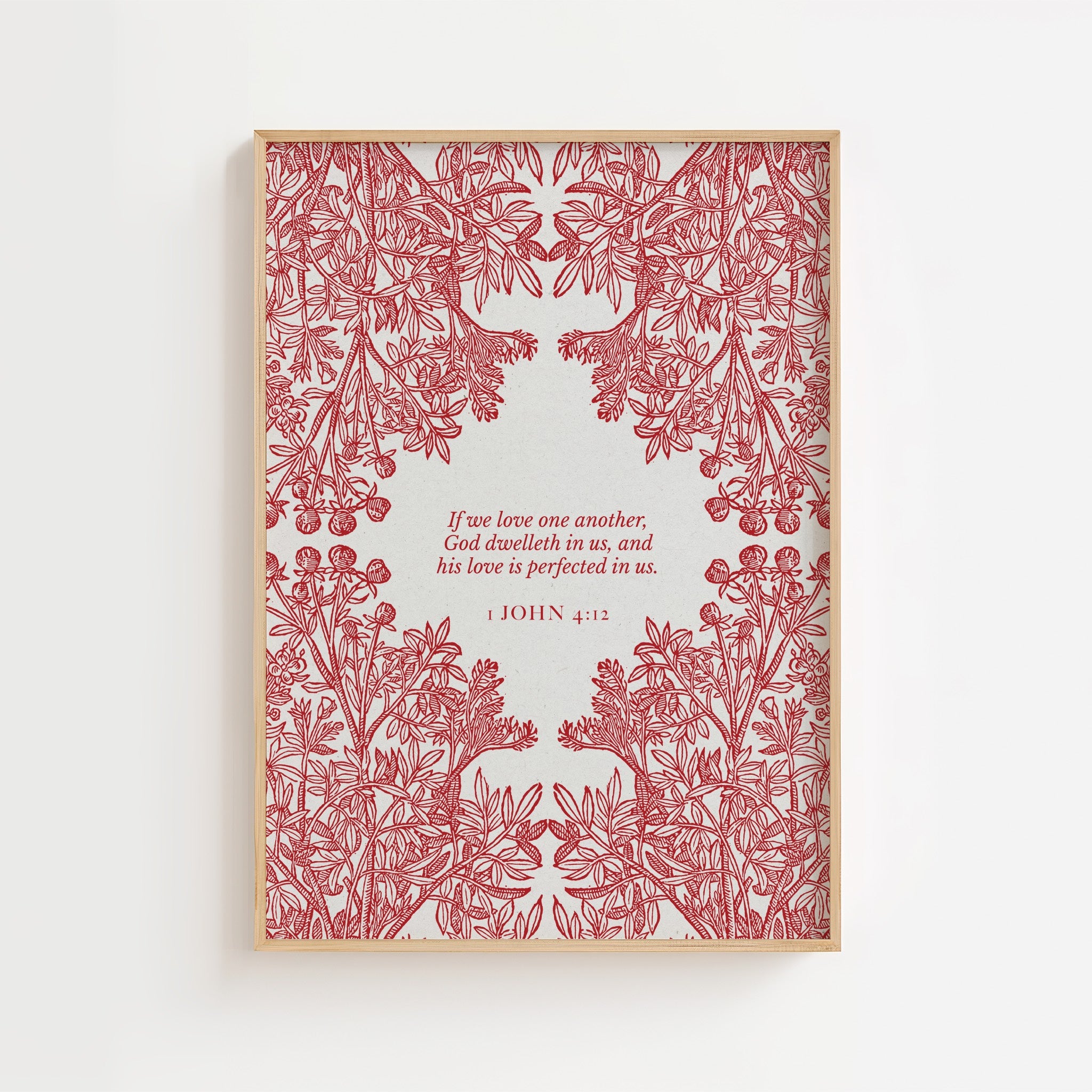 1 John 4:12 Love One Another Botanical Print