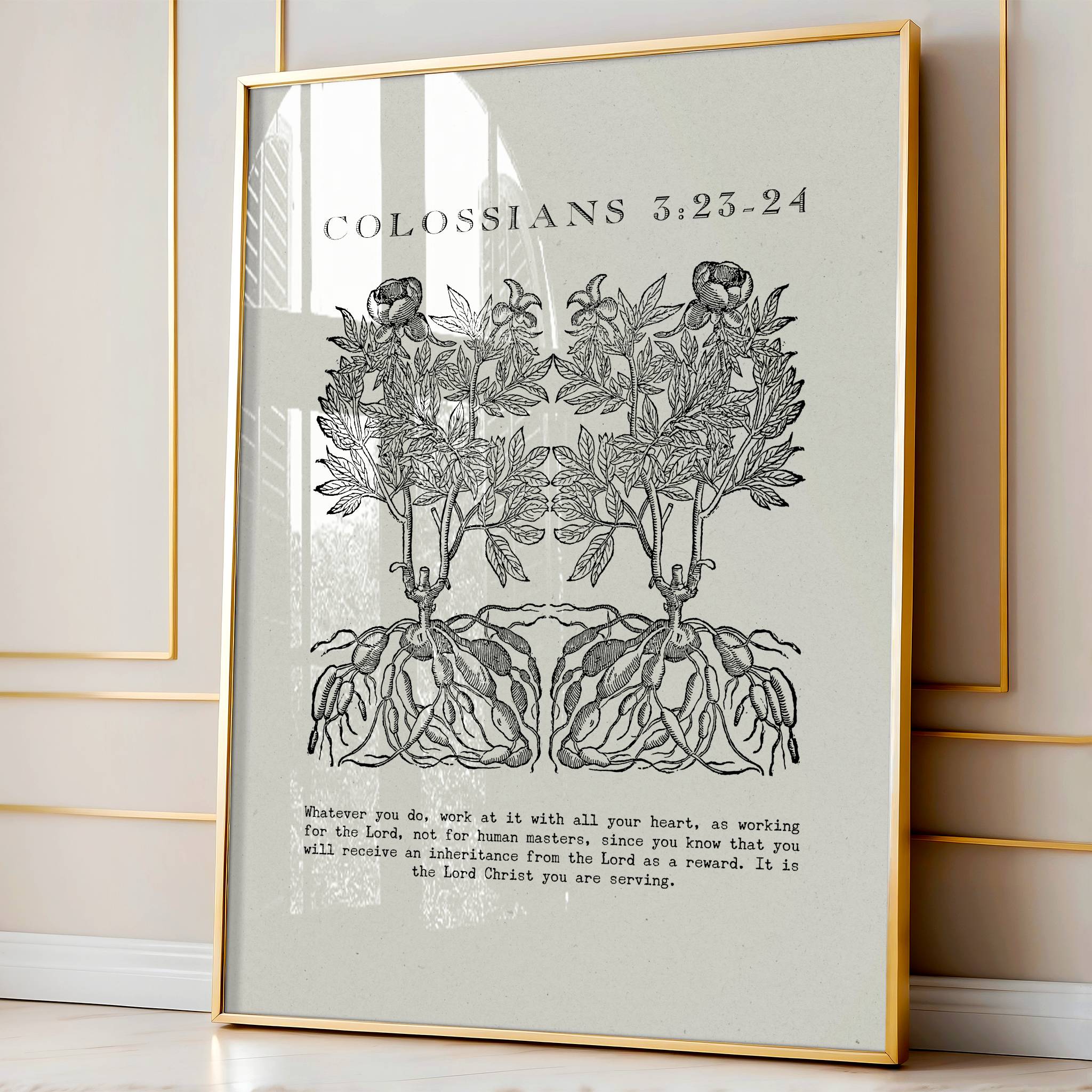 Colossians 3:23-24 – Work for the Lord | Botanical Art - Reflourish Collective