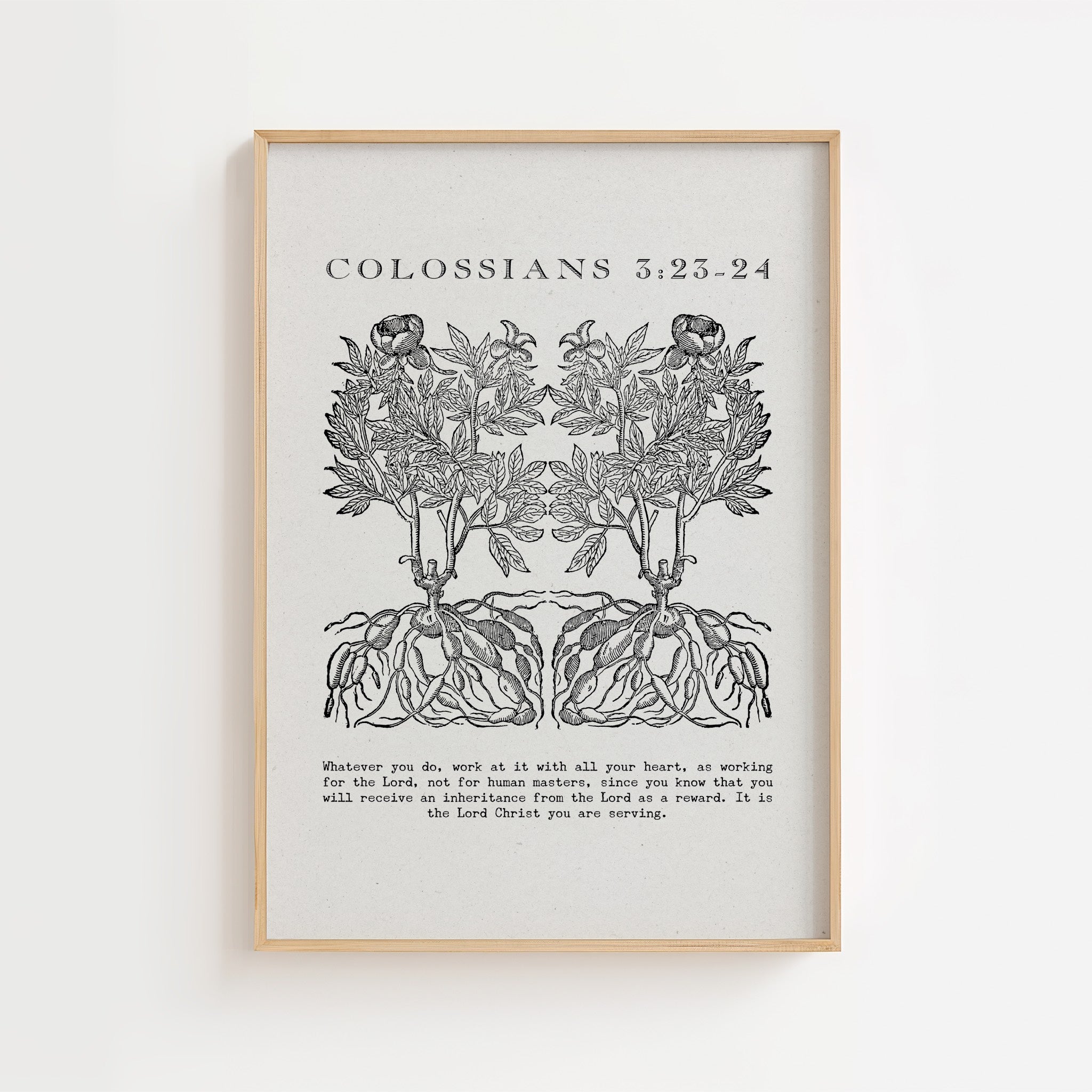 Colossians 3:23–24 – Vintage Botanical Scripture Print