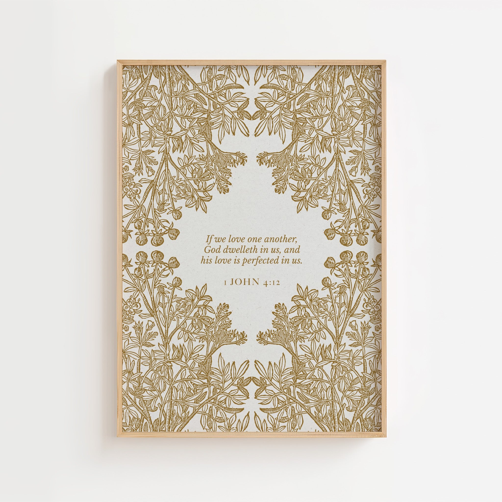 1 John 4:12 Love One Another Botanical Print