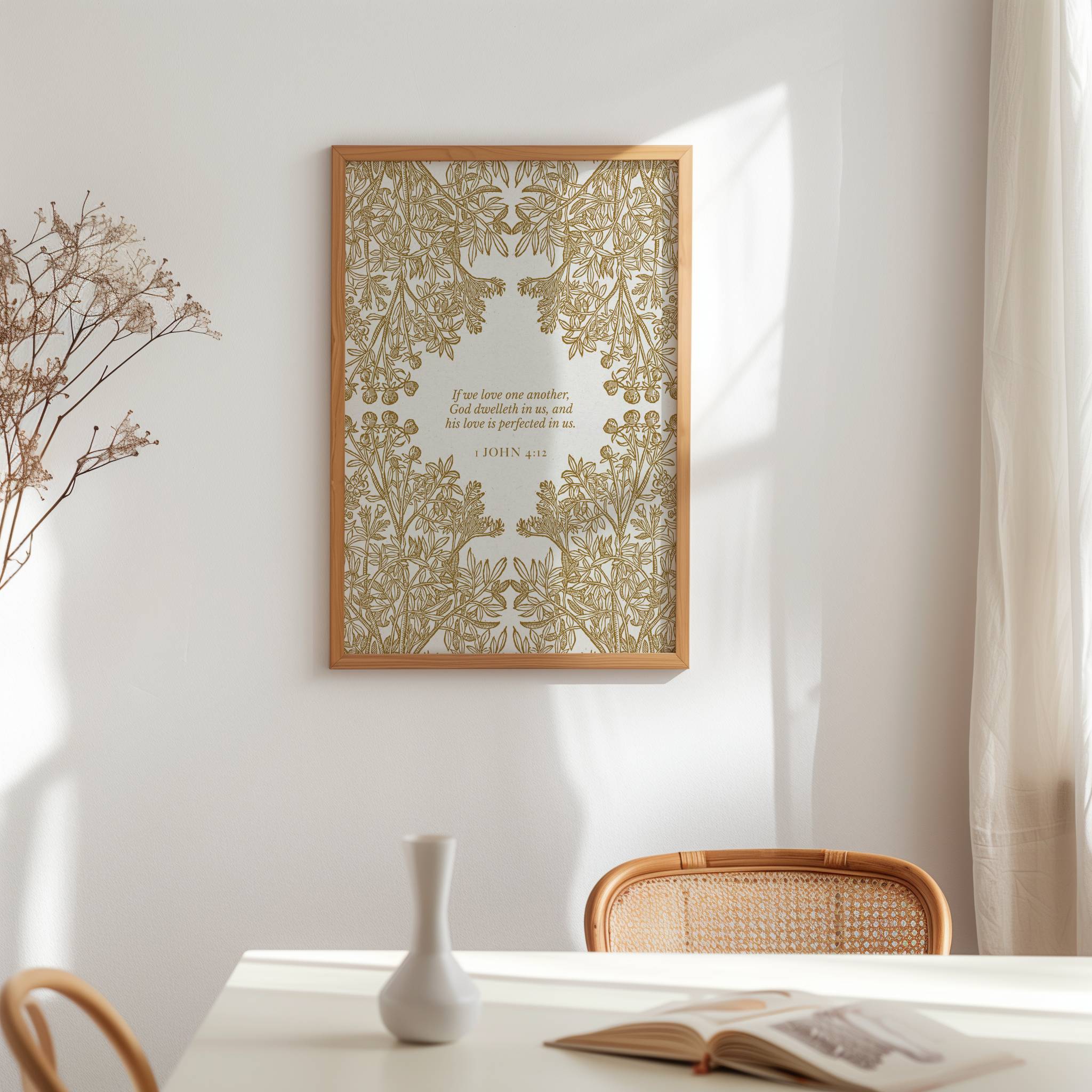 1 John 4:12 Love One Another Botanical Print