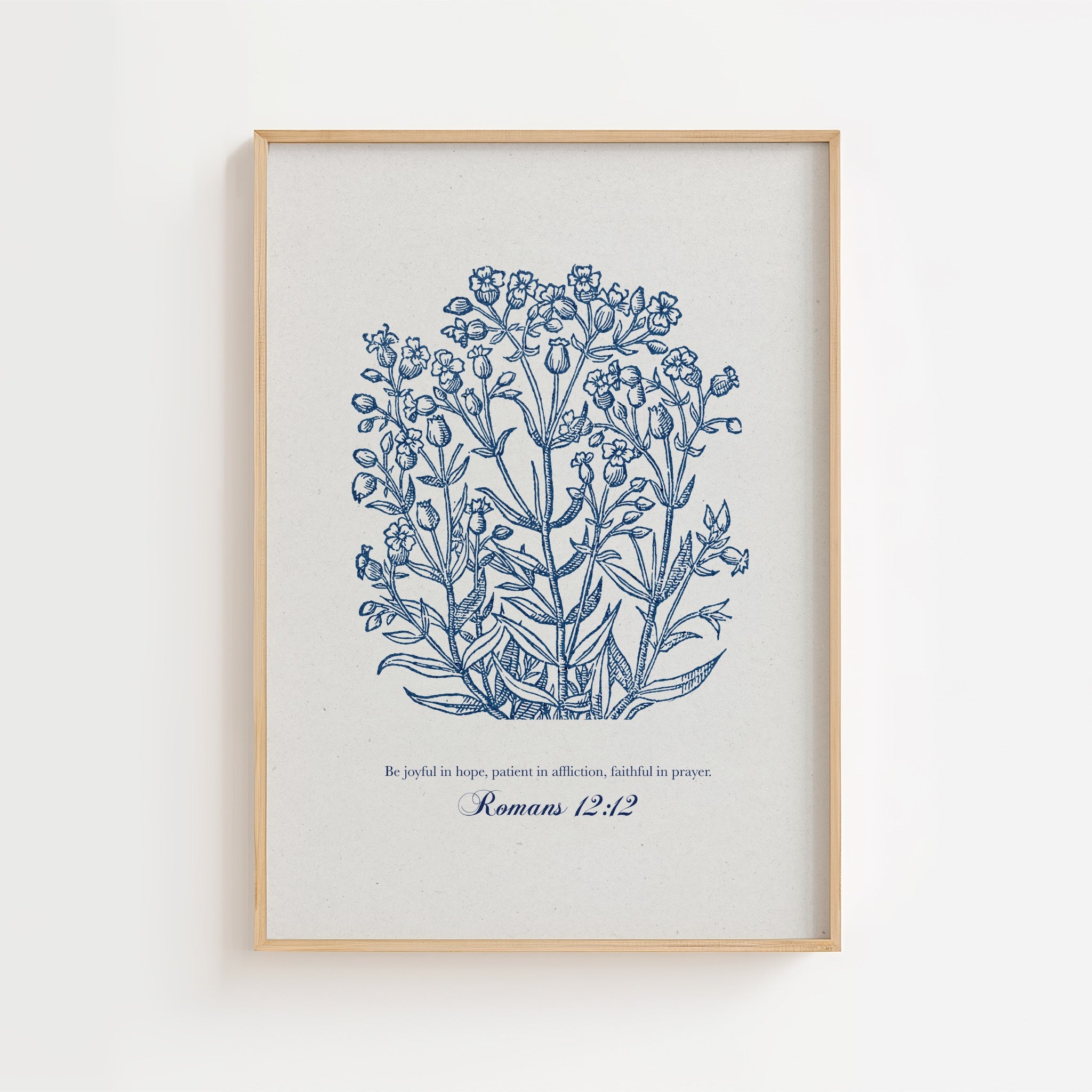 Romans 12:12 – Vintage Botanical Scripture Print