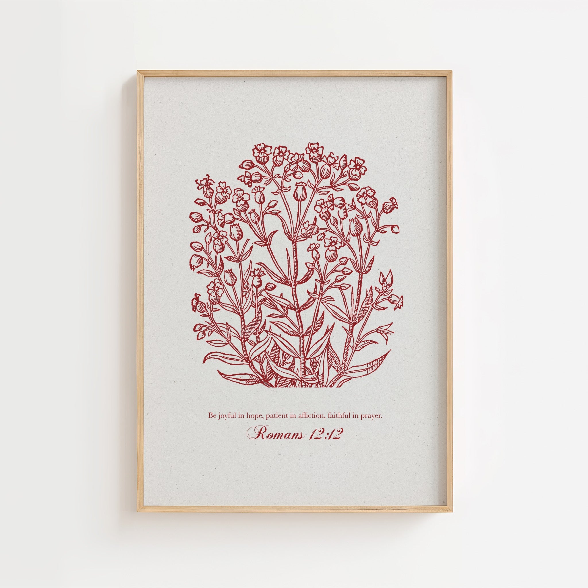 Romans 12:12 – Vintage Botanical Scripture Print