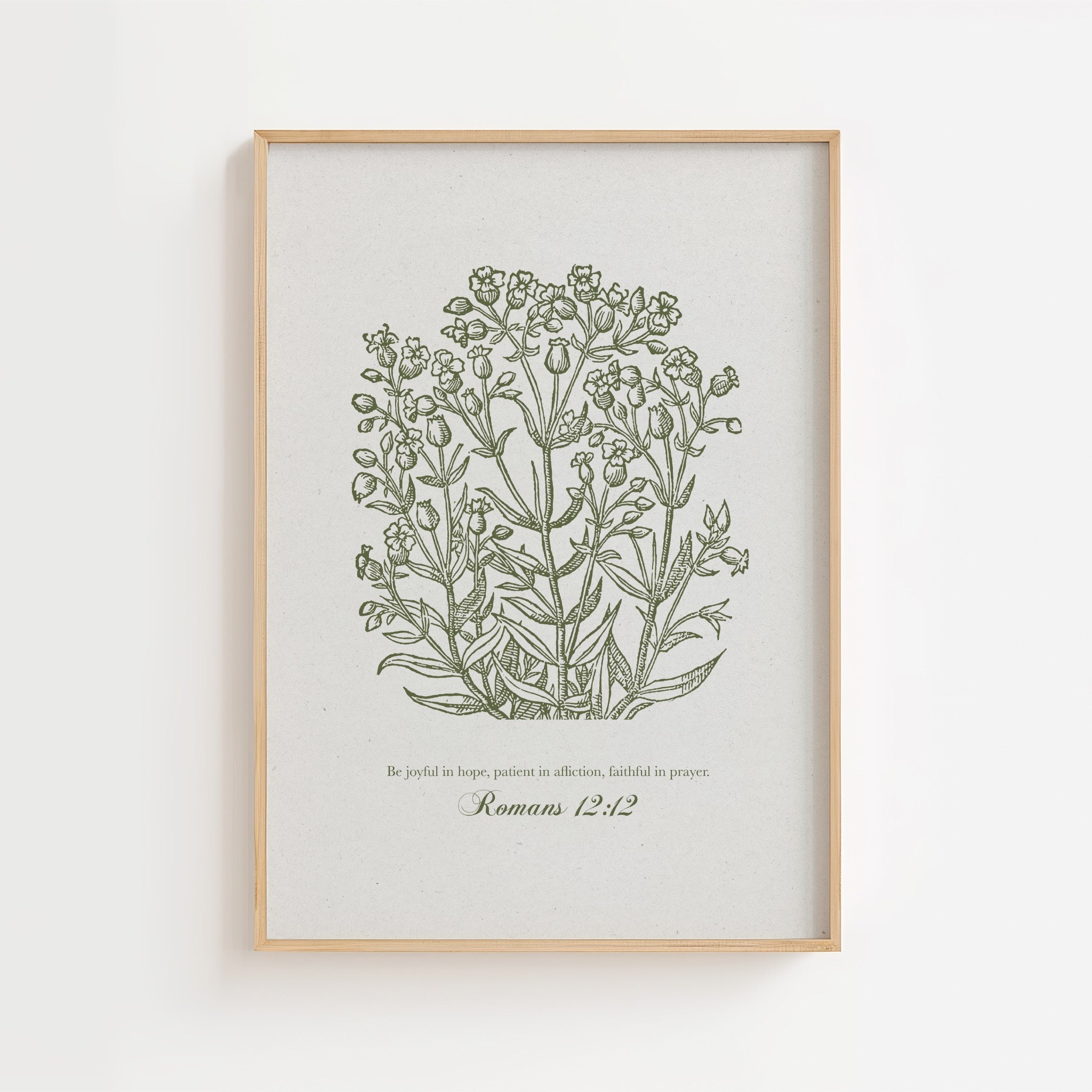 Romans 12:12 – Vintage Botanical Scripture Print