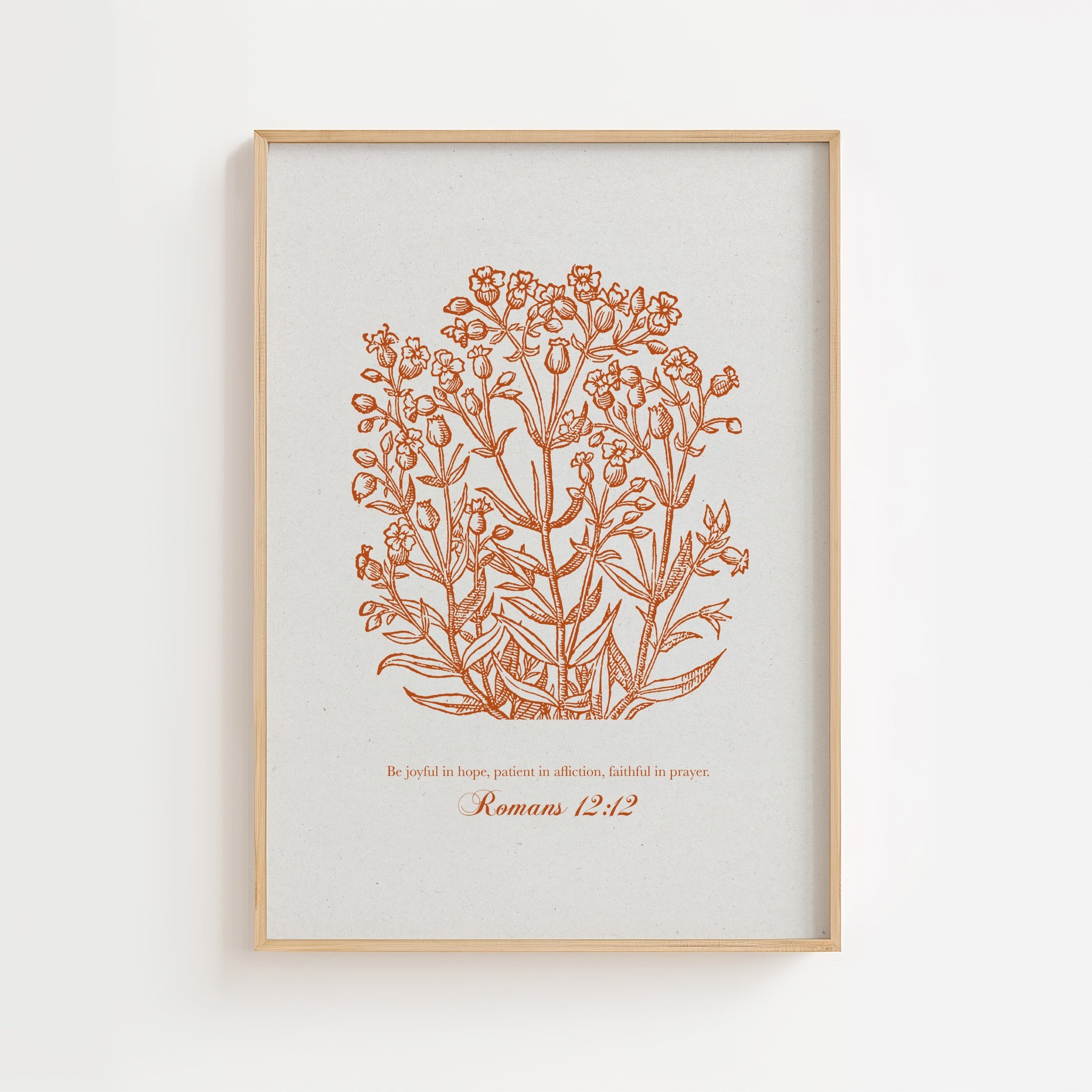 Romans 12:12 – Vintage Botanical Scripture Print