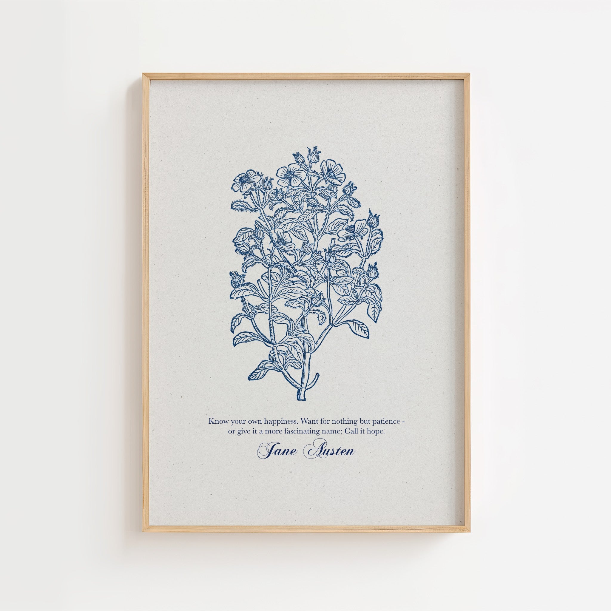 Jane Austen – Vintage Botanical Literary Quote Print