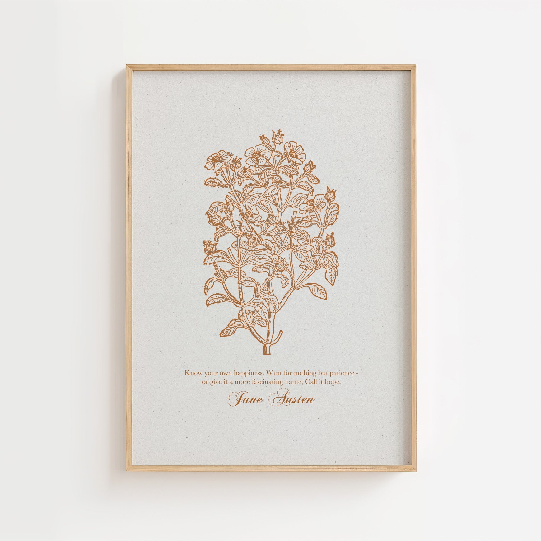 Jane Austen – Vintage Botanical Literary Quote Print