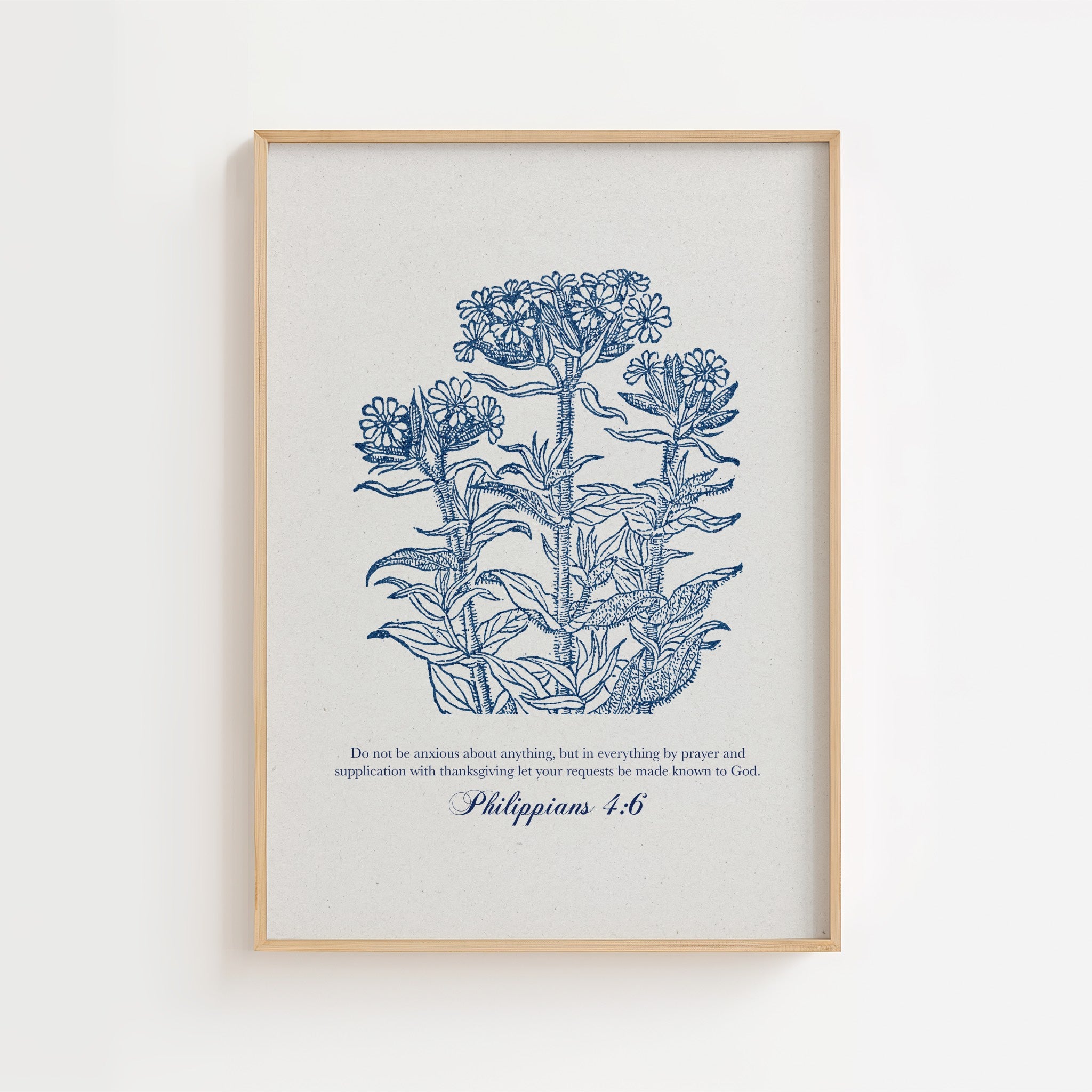 Philippians 4:6 – Vintage Botanical Scripture Print
