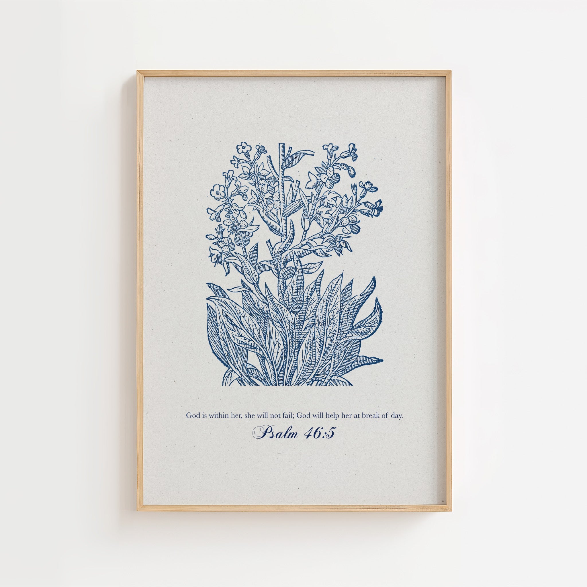 Psalm 46:5 – Vintage Botanical Scripture Print