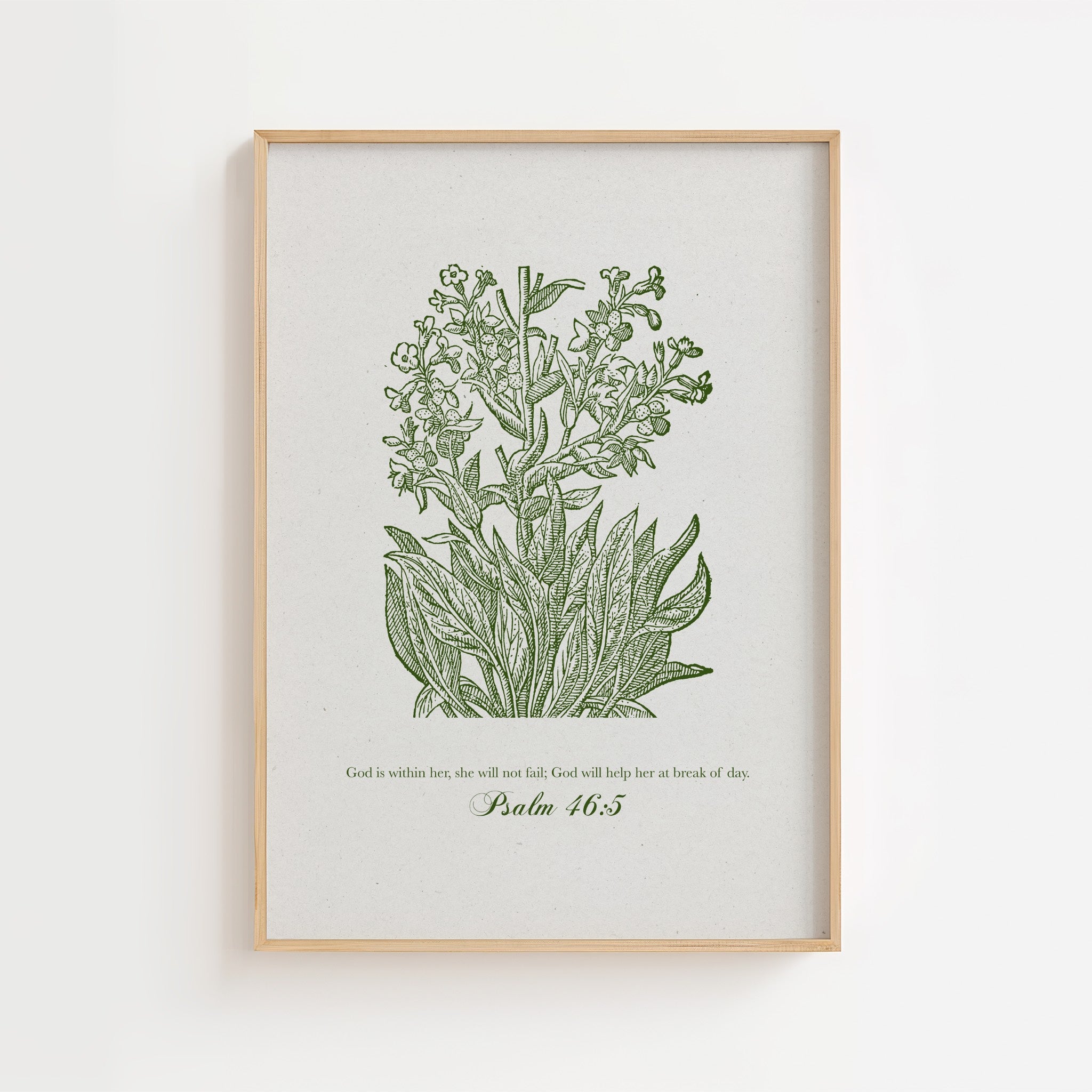 Psalm 46:5 – Vintage Botanical Scripture Print