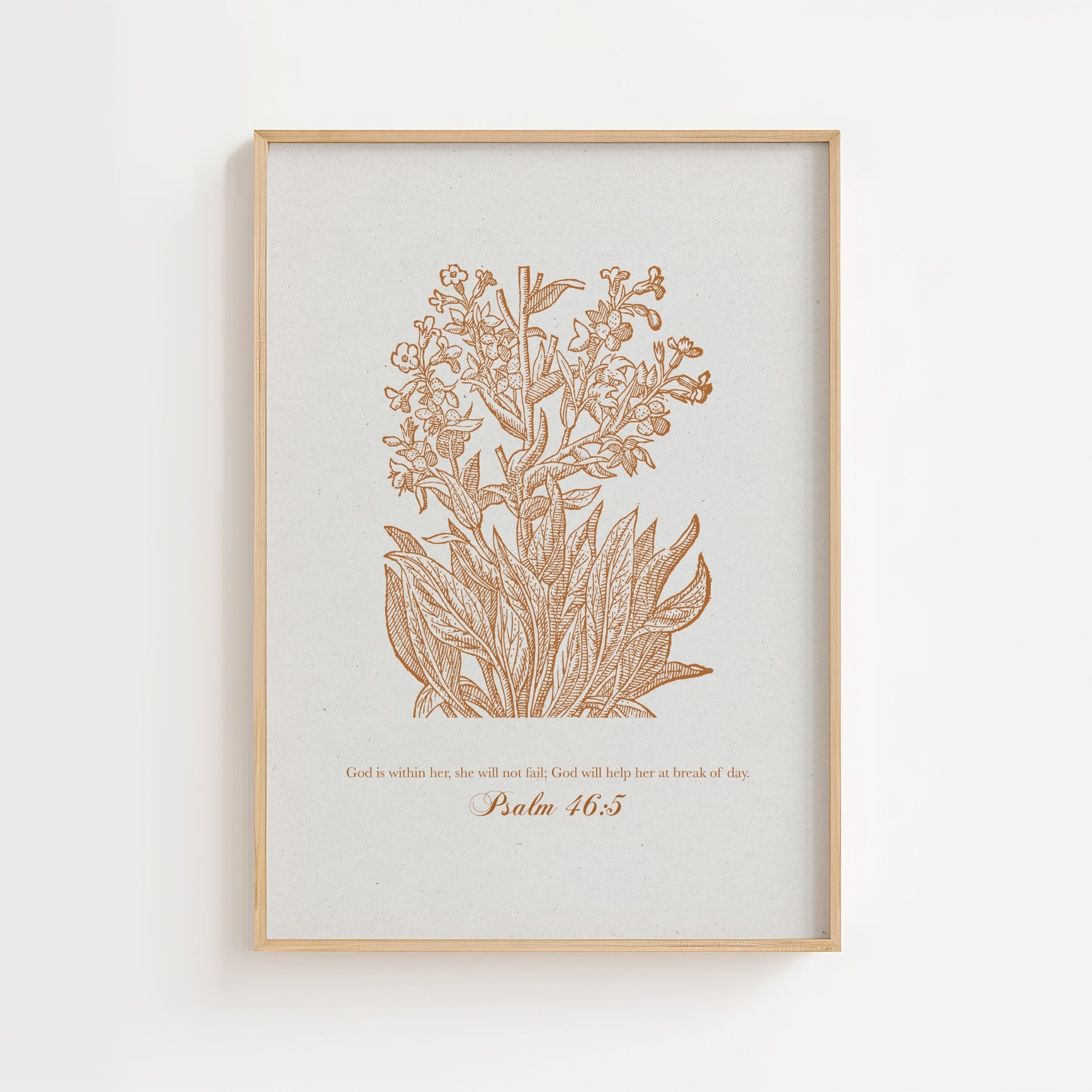 Psalm 46:5 – Vintage Botanical Scripture Print
