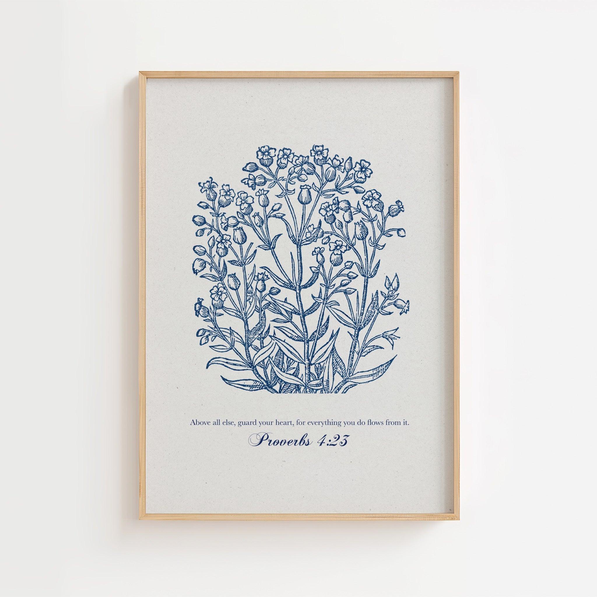 Proverbs 4:23 – Vintage Botanical Scripture Print