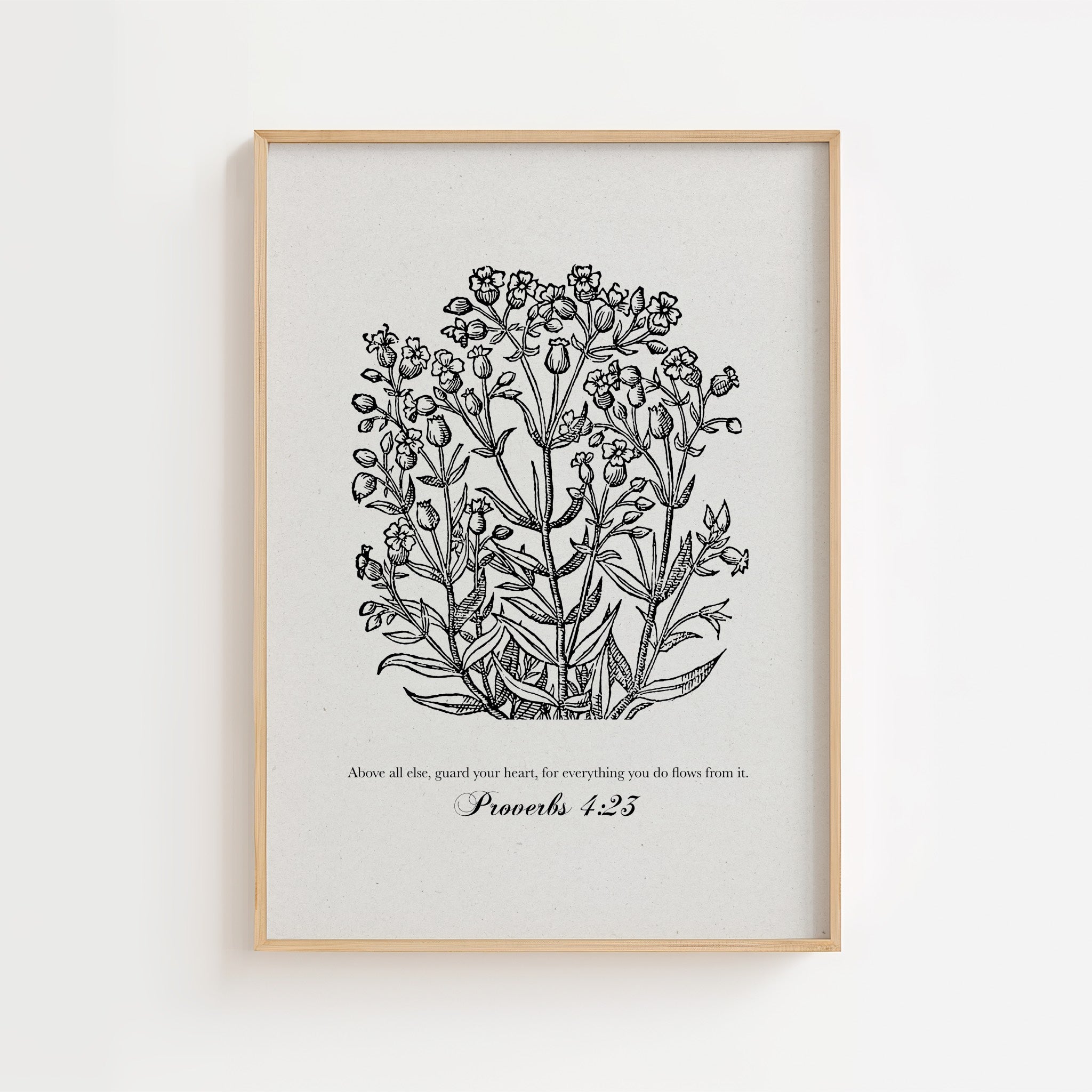 Proverbs 4:23 – Vintage Botanical Scripture Print