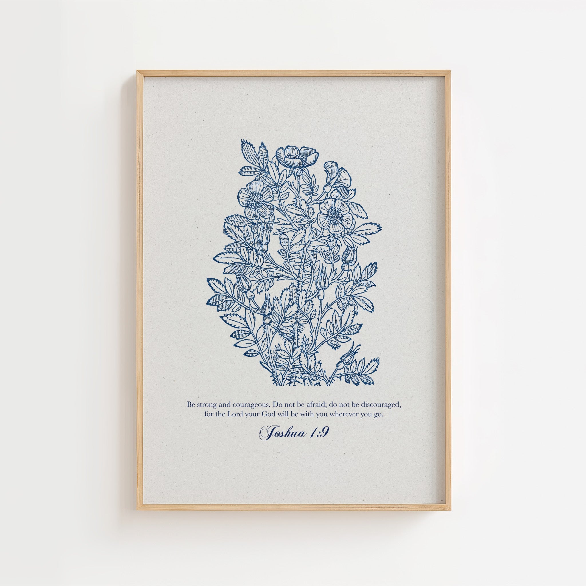 Joshua 1:9 – Vintage Botanical Scripture Print
