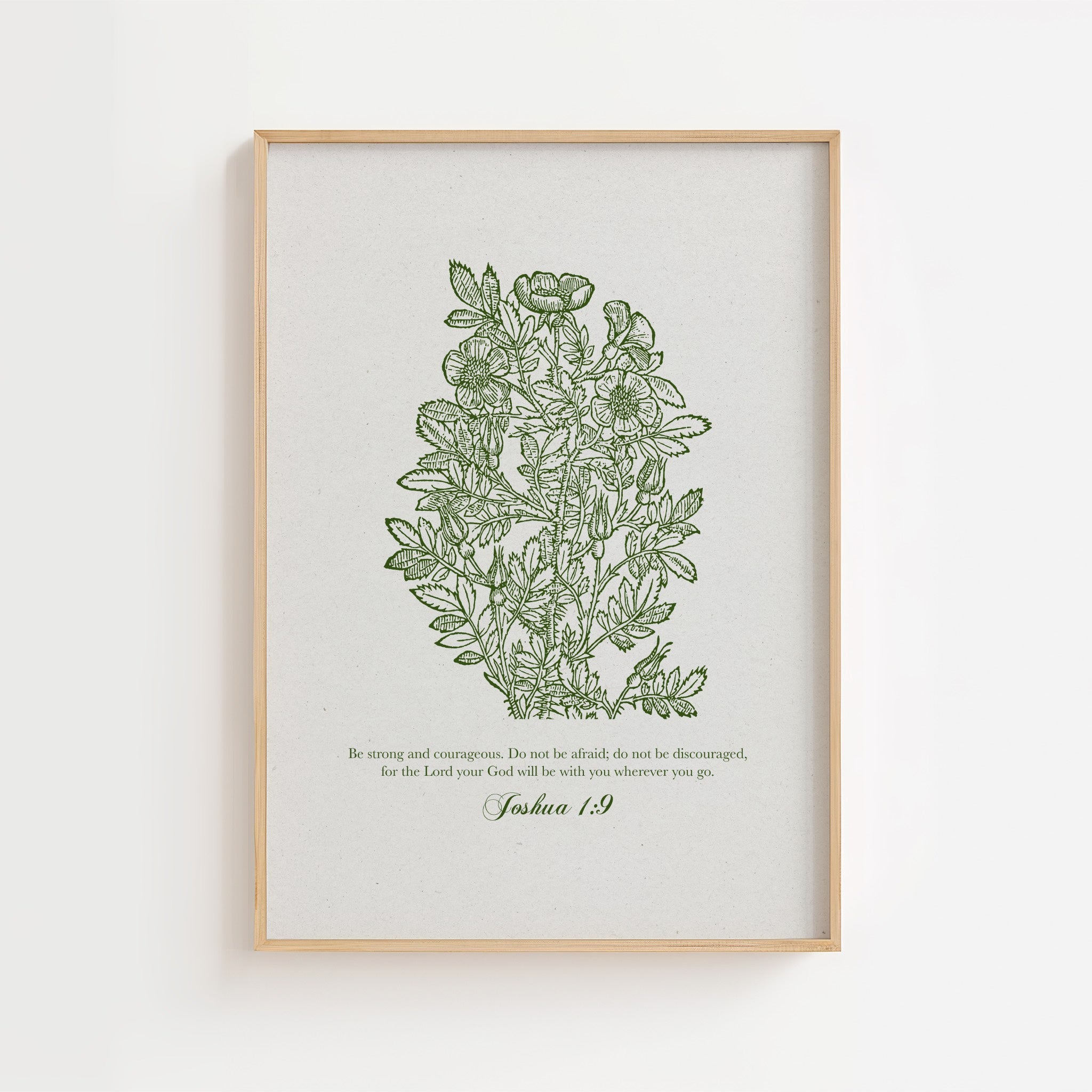 Joshua 1:9 – Vintage Botanical Scripture Print