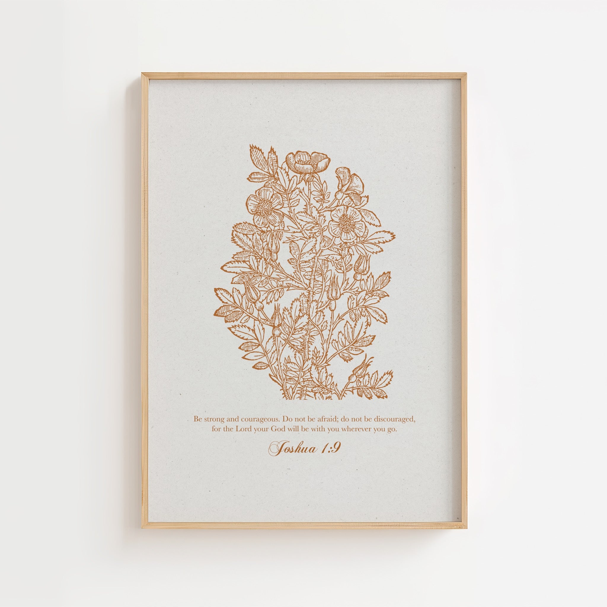 Joshua 1:9 – Vintage Botanical Scripture Print