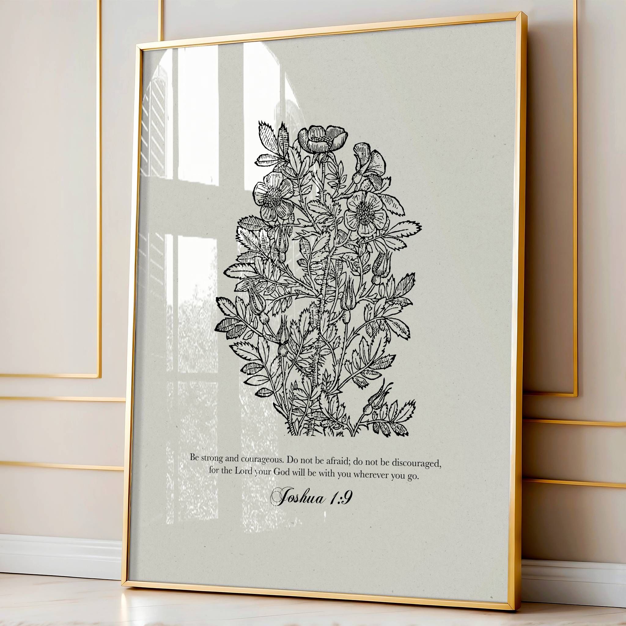 Joshua 1:9 – Be Strong and Courageous | Botanical Art - Reflourish Collective