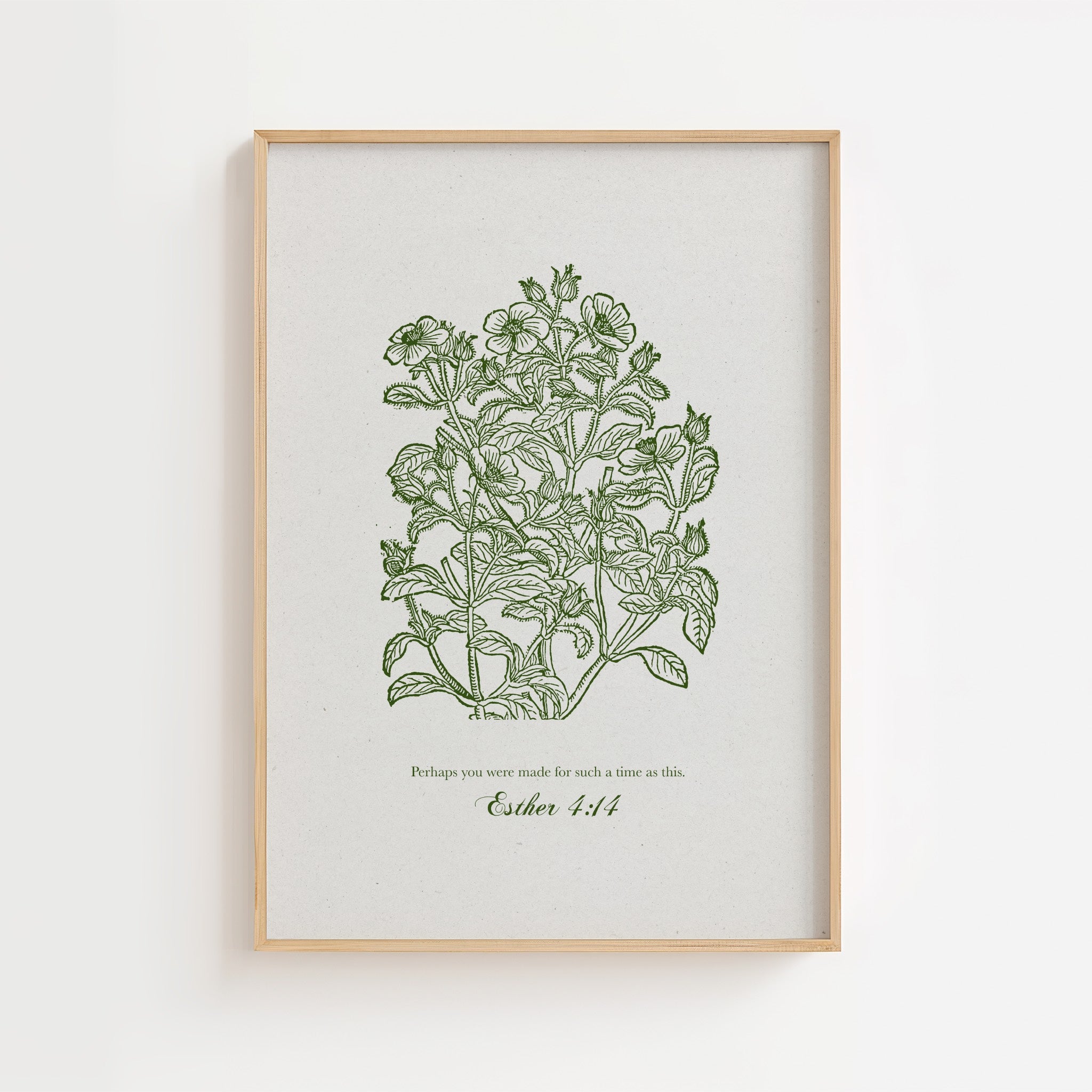 Esther 4:14 – Vintage Botanical Scripture Print