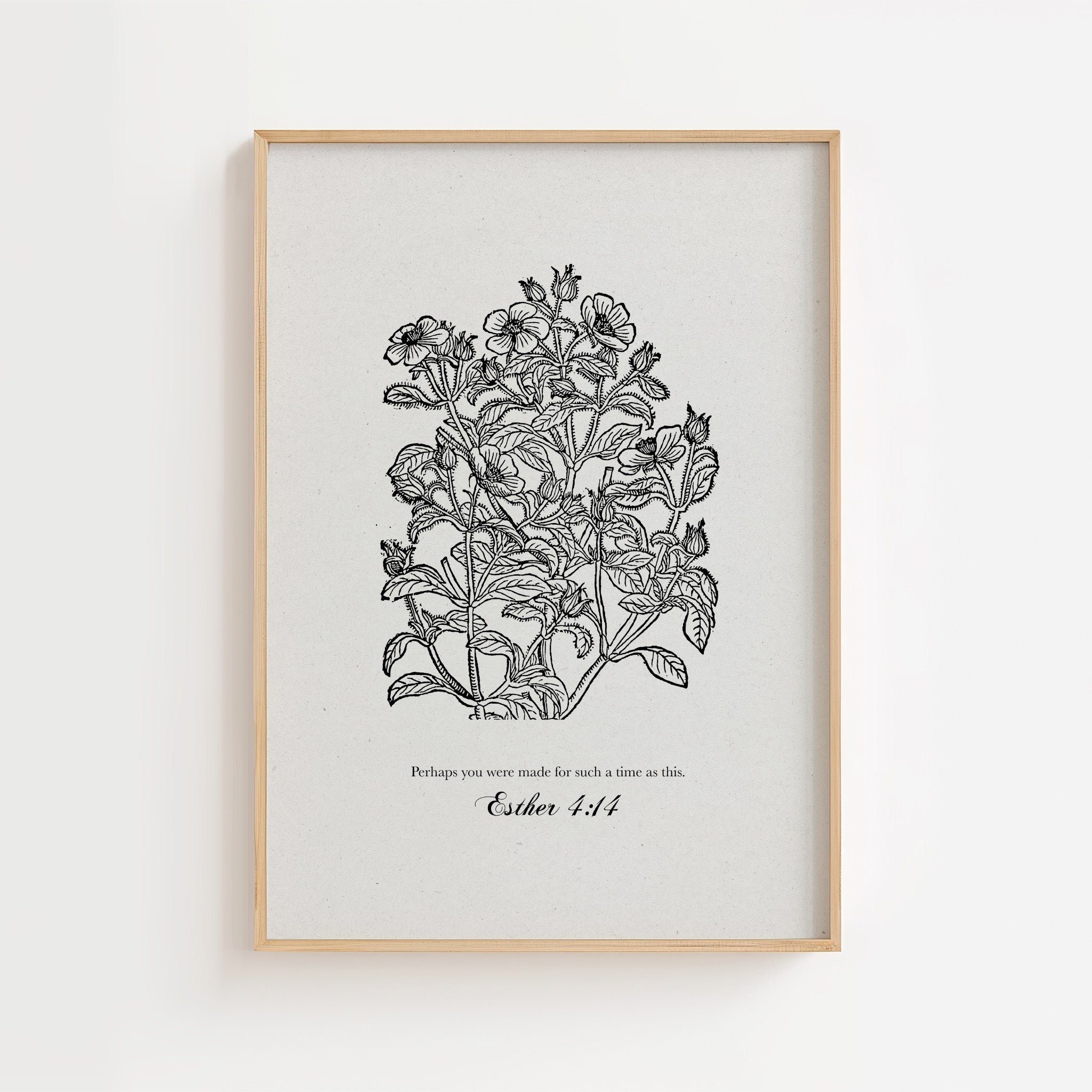 Esther 4:14 – Vintage Botanical Scripture Print
