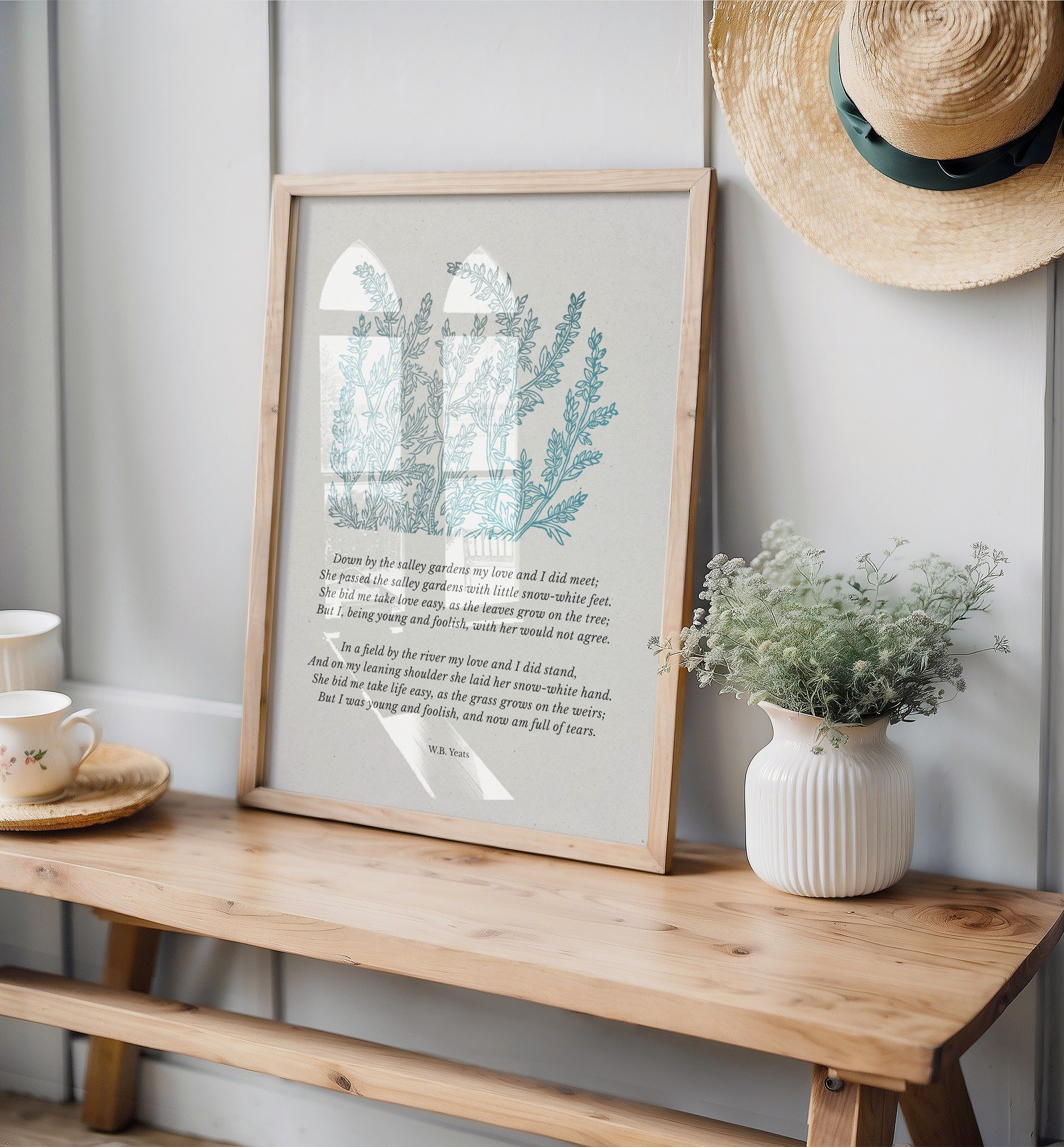 W.B. Yeats – Down by the Salley Gardens Botanical Quote Print