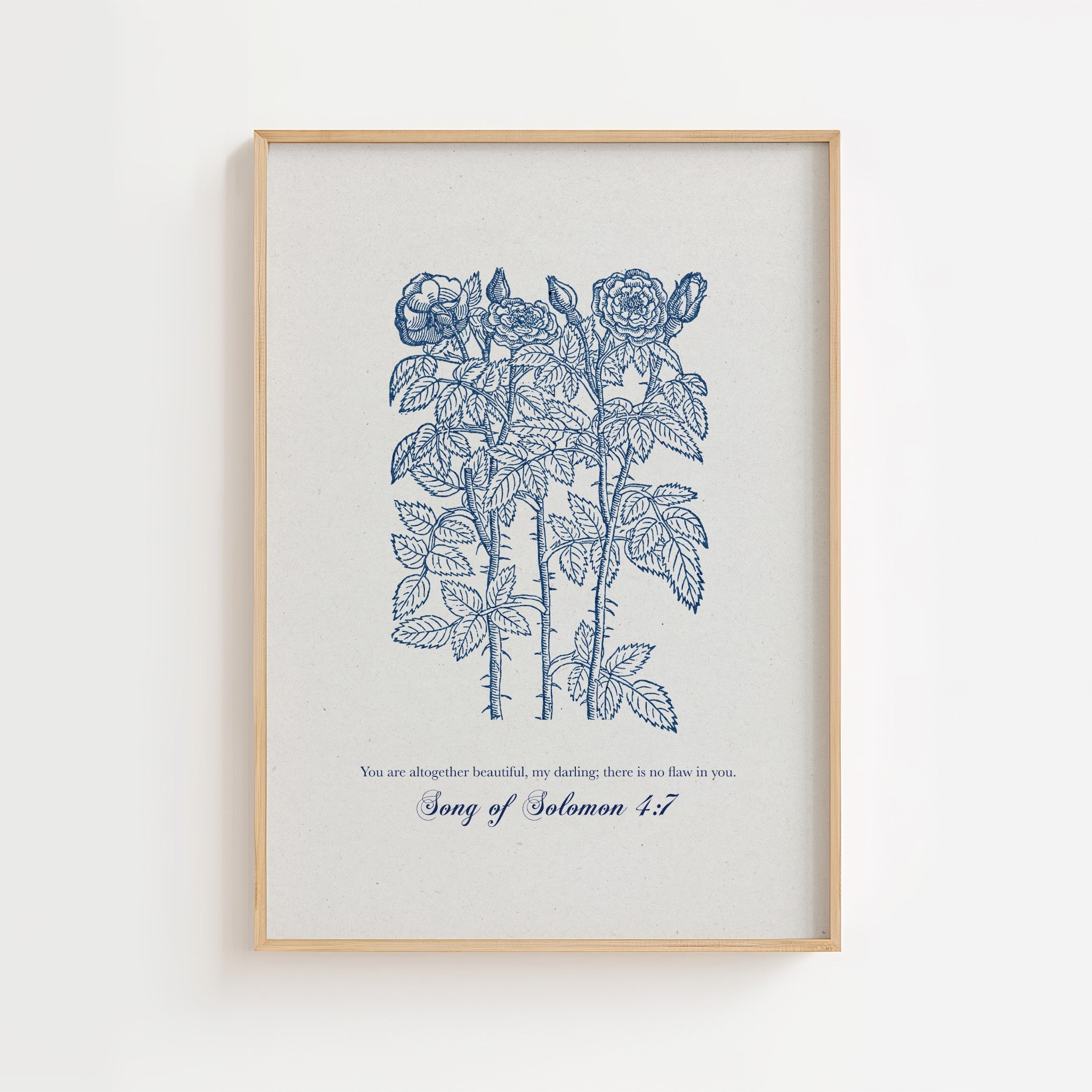 Song of Solomon 4:7 – Vintage Botanical Scripture Print