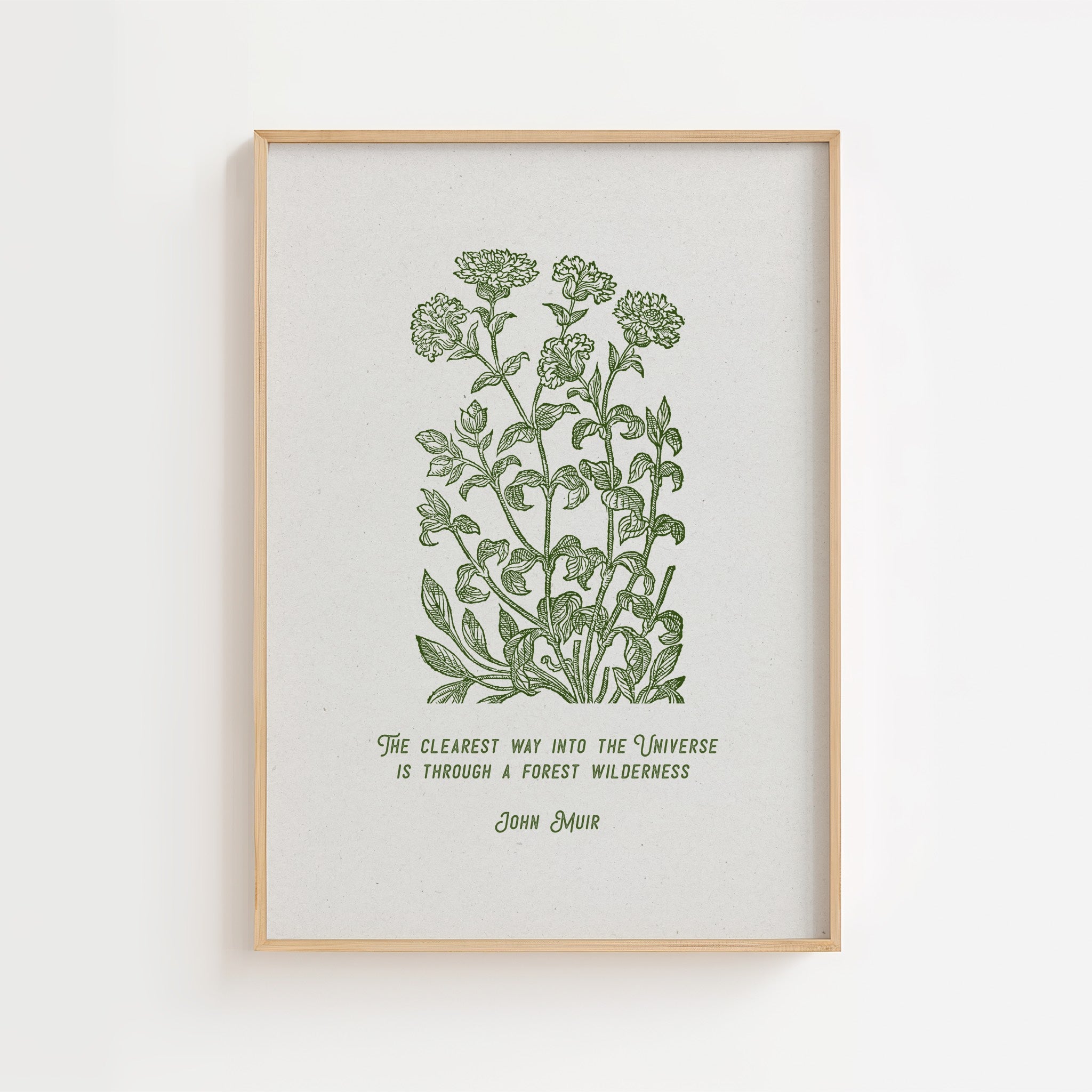John Muir – Forest Wilderness Botanical Quote Print