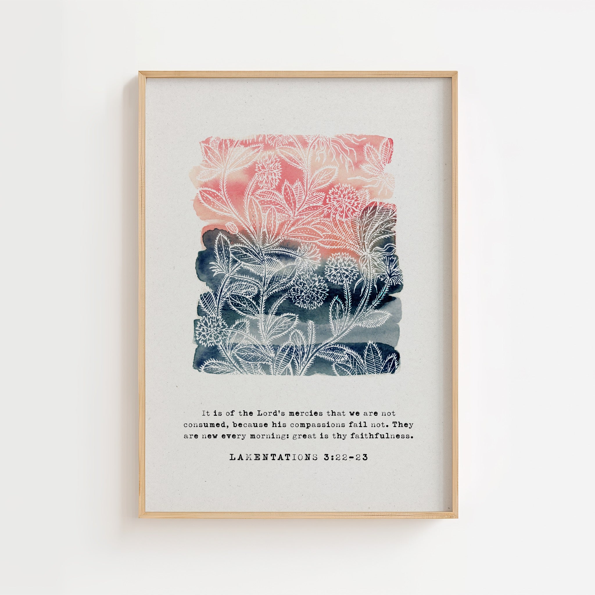 Lamentations 3:22–23 – Great Is Thy Faithfulness Botanical Print