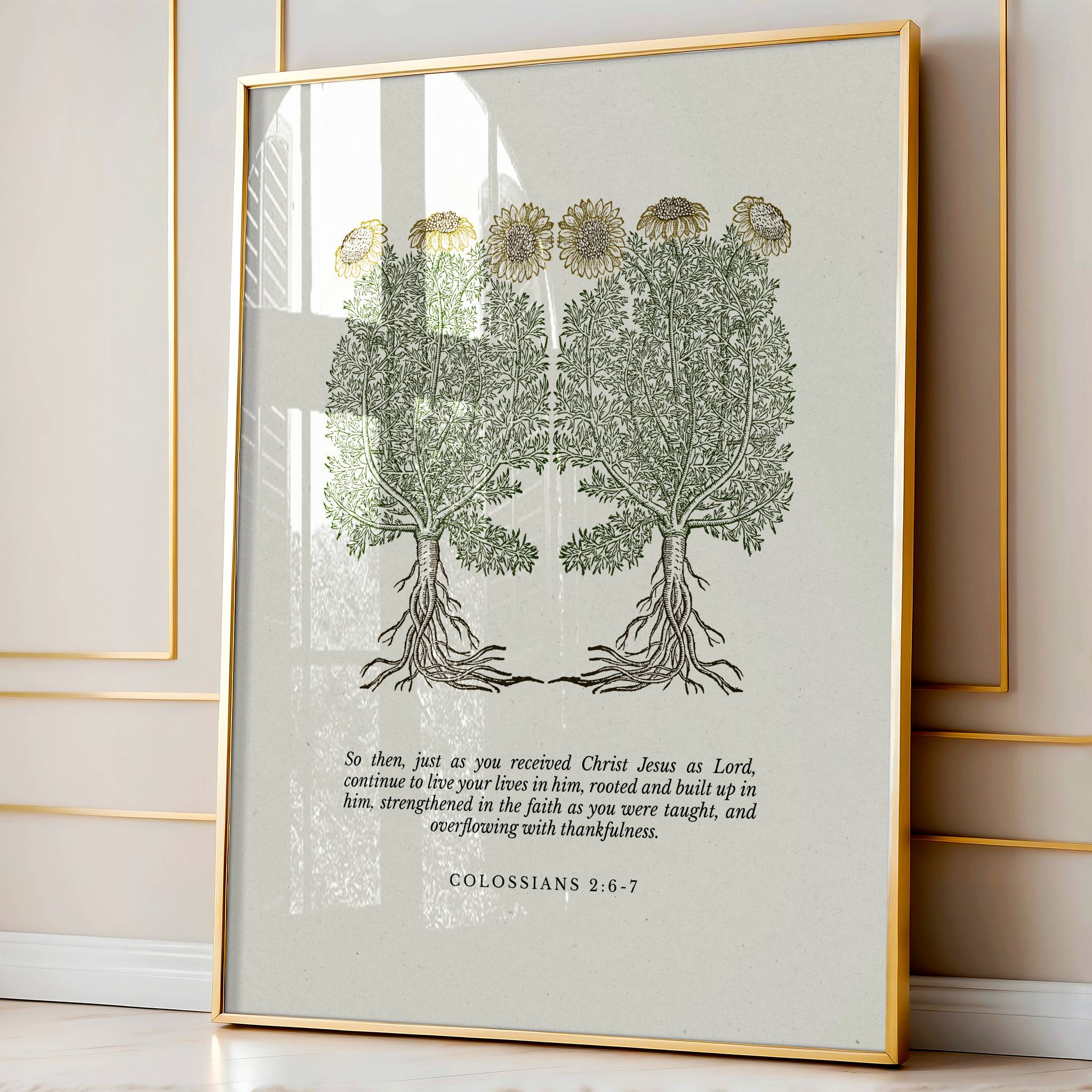 Colossians 2:6-7 – Rooted in Christ | Botanical Art - Reflourish Collective