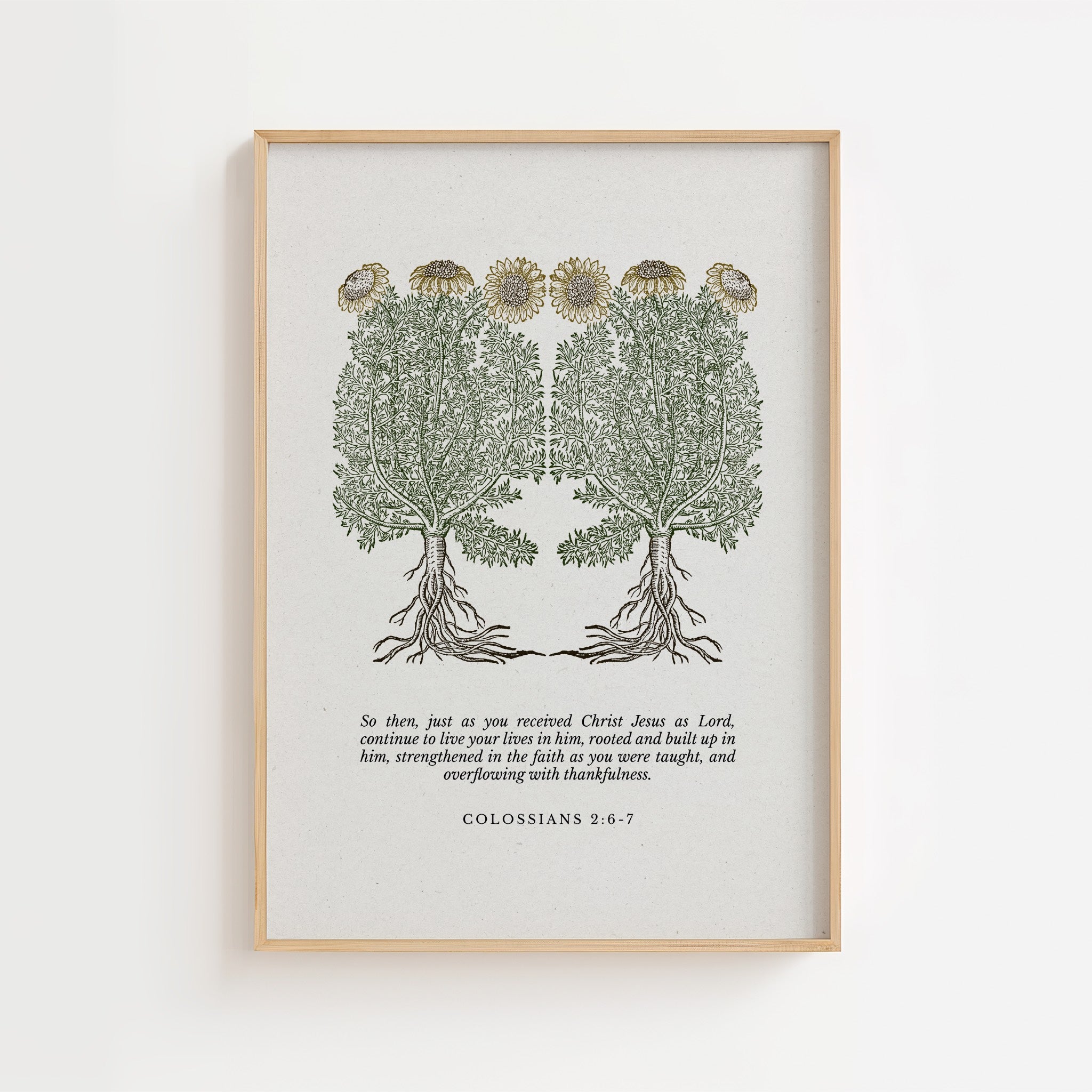 Colossians 2:6–7 – Botanical Scripture Print