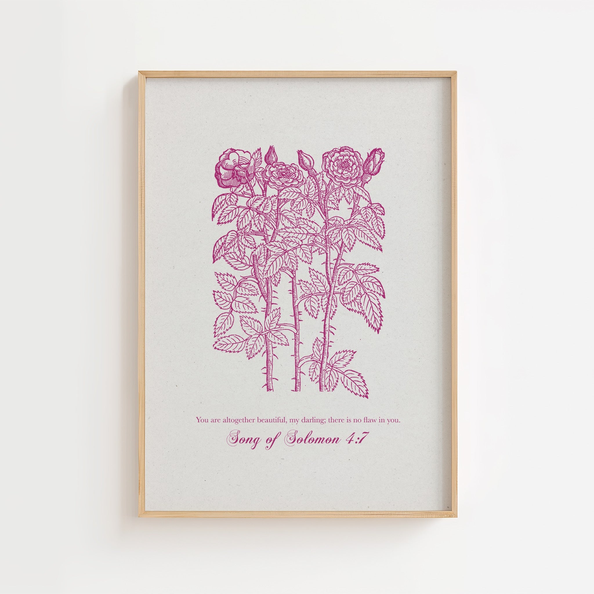 Song of Solomon 4:7 – Vintage Botanical Scripture Print