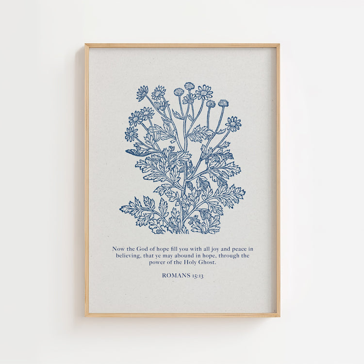 Romans 15:13 – God of Hope Botanical Scripture Print