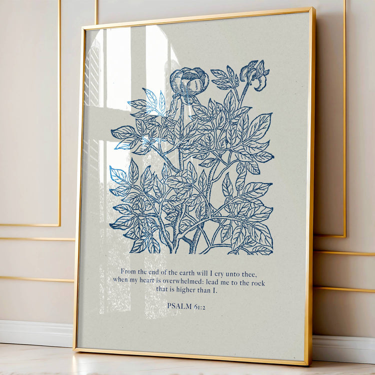 Psalm 61:2 – When My Heart is Overwhelmed | Botanical Art - Reflourish Collective