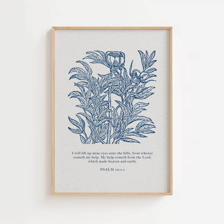 Psalm 121:1-2 – Help From the Lord Botanical Scripture Print