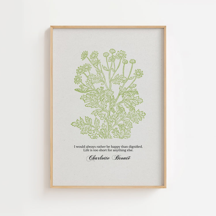 Charlotte Brontë Botanical Quote Wall Art Print