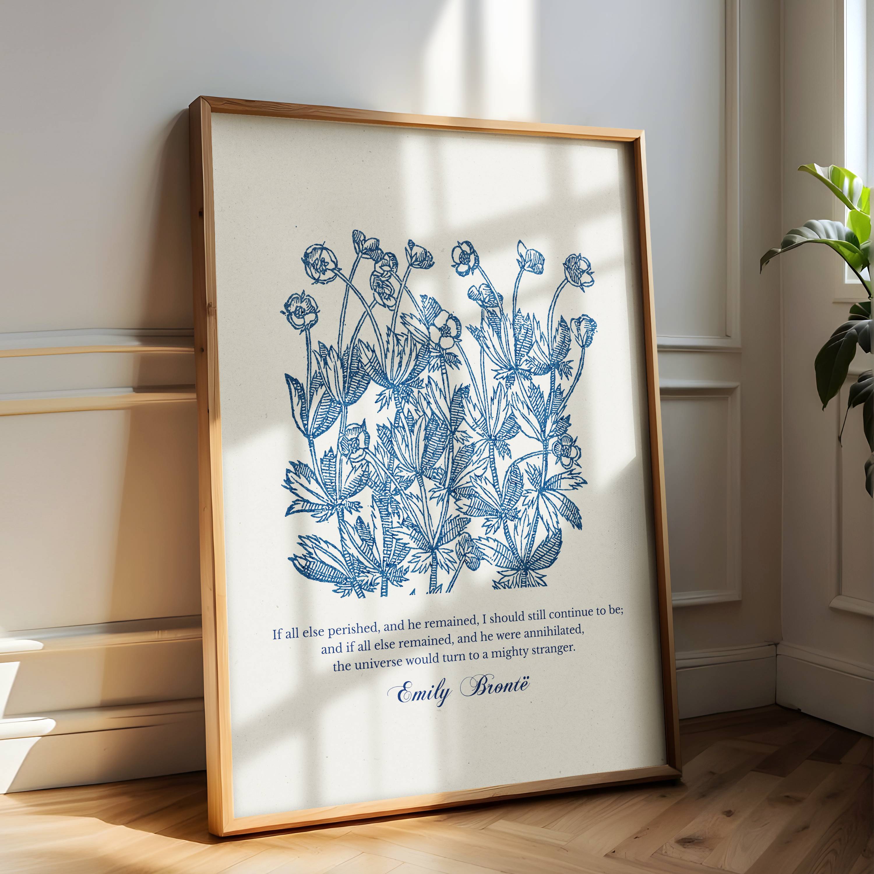 Emily Brontë – If All Else Perished Floral Quote Print