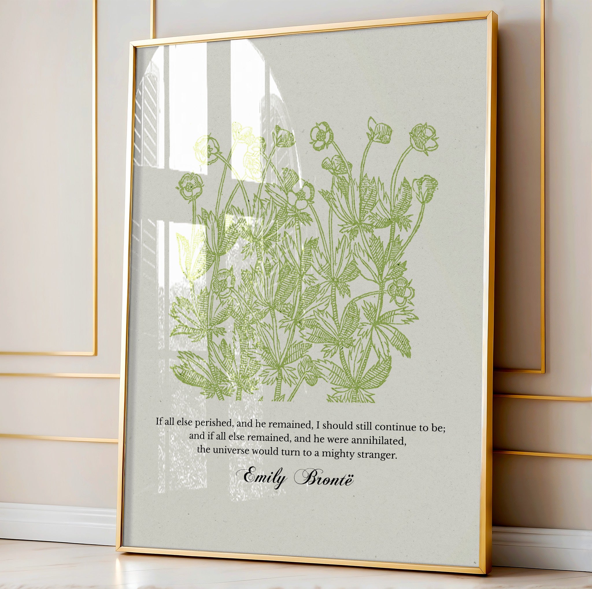 Emily Brontë – If All Else Perished Floral Quote Print