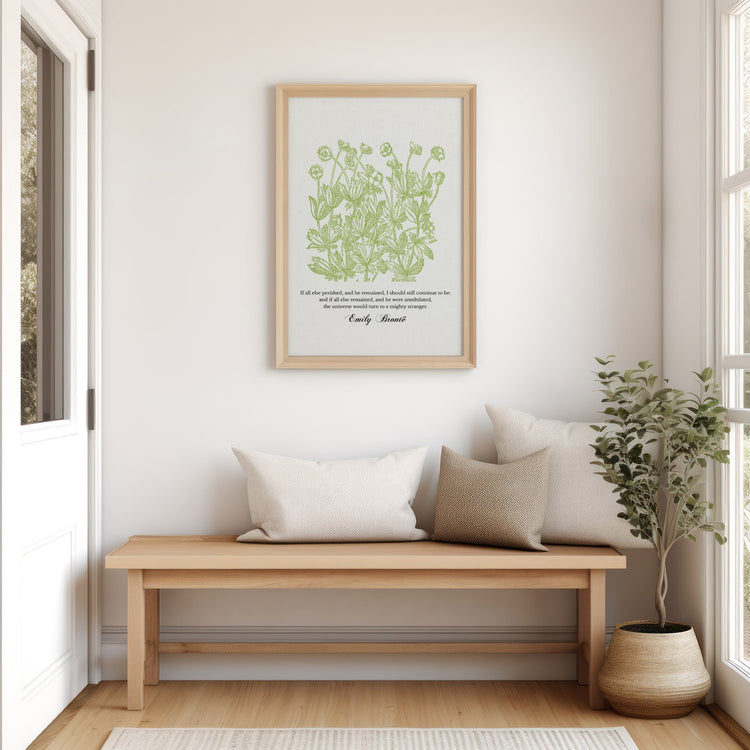 Emily Brontë – If All Else Perished Floral Quote Print