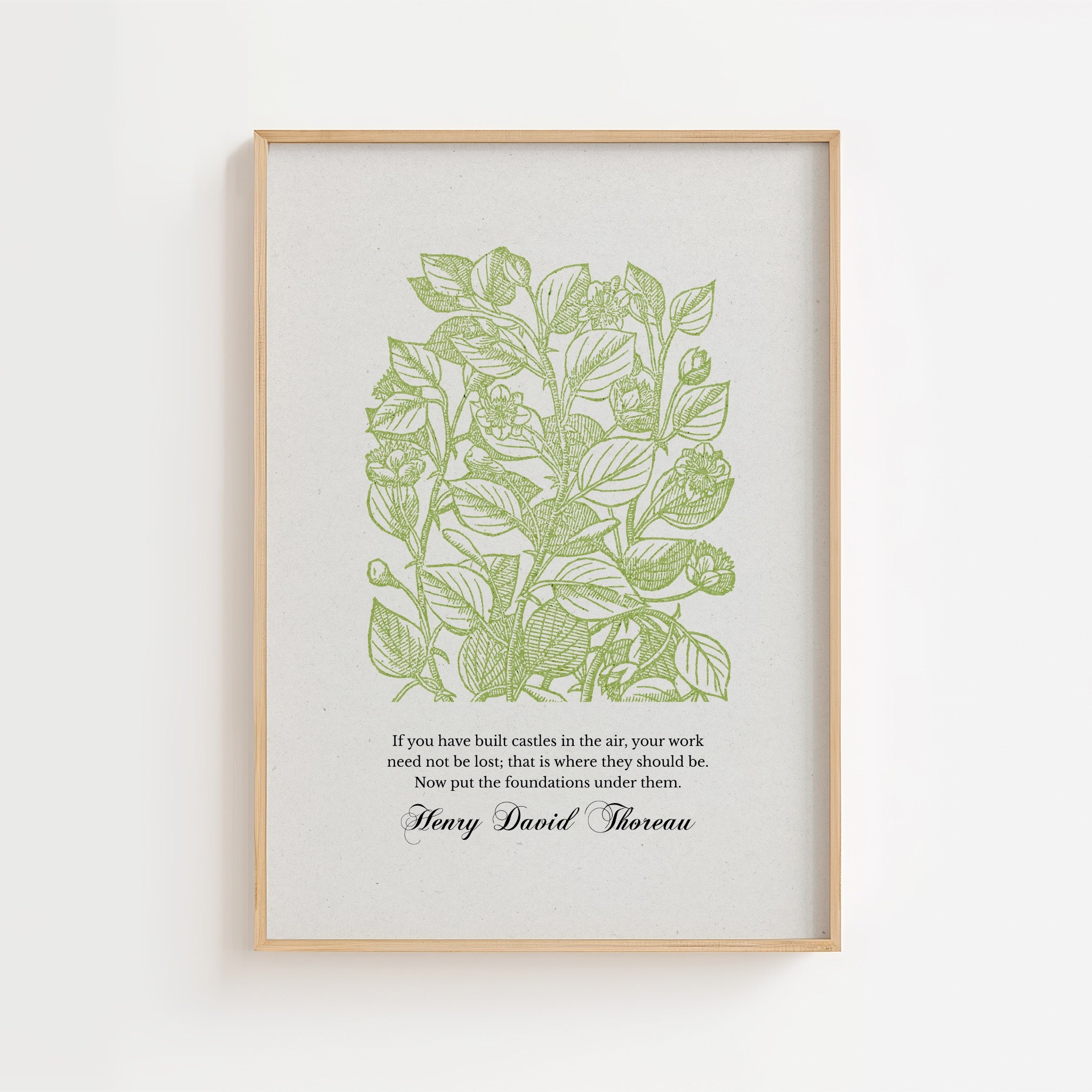 Henry David Thoreau – Blue Botanical Literary Quote Print