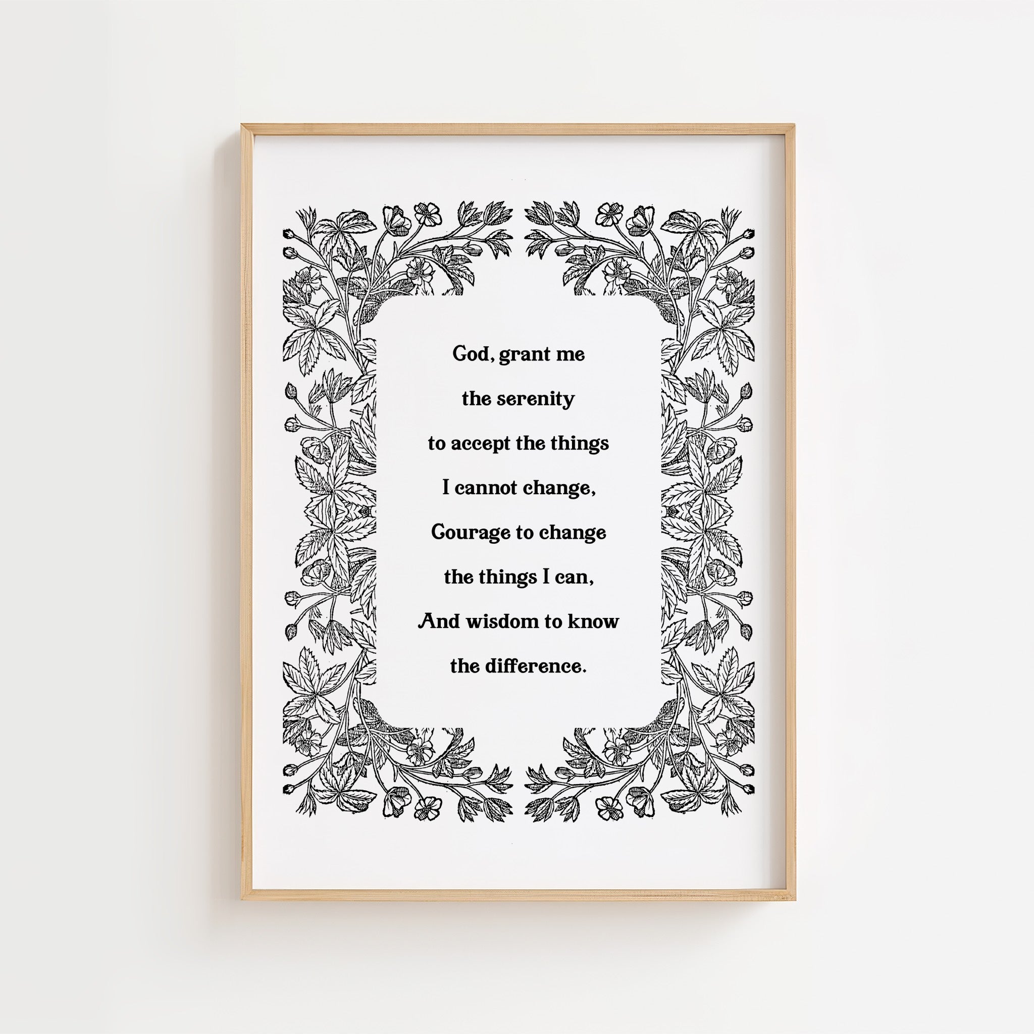 Serenity Prayer – Botanical Recovery Printable Wall Art