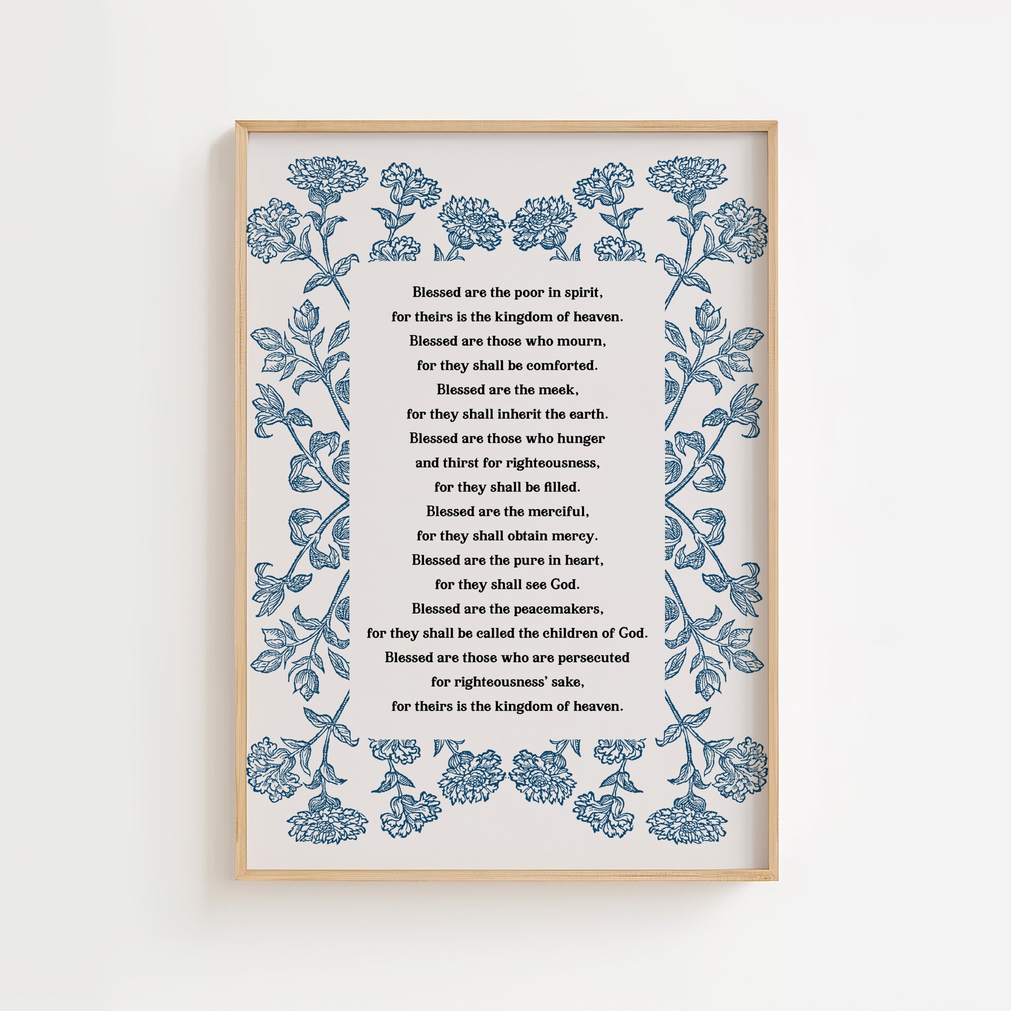 Beatitudes Matthew 5:3–12 – Floral Border Scripture Print