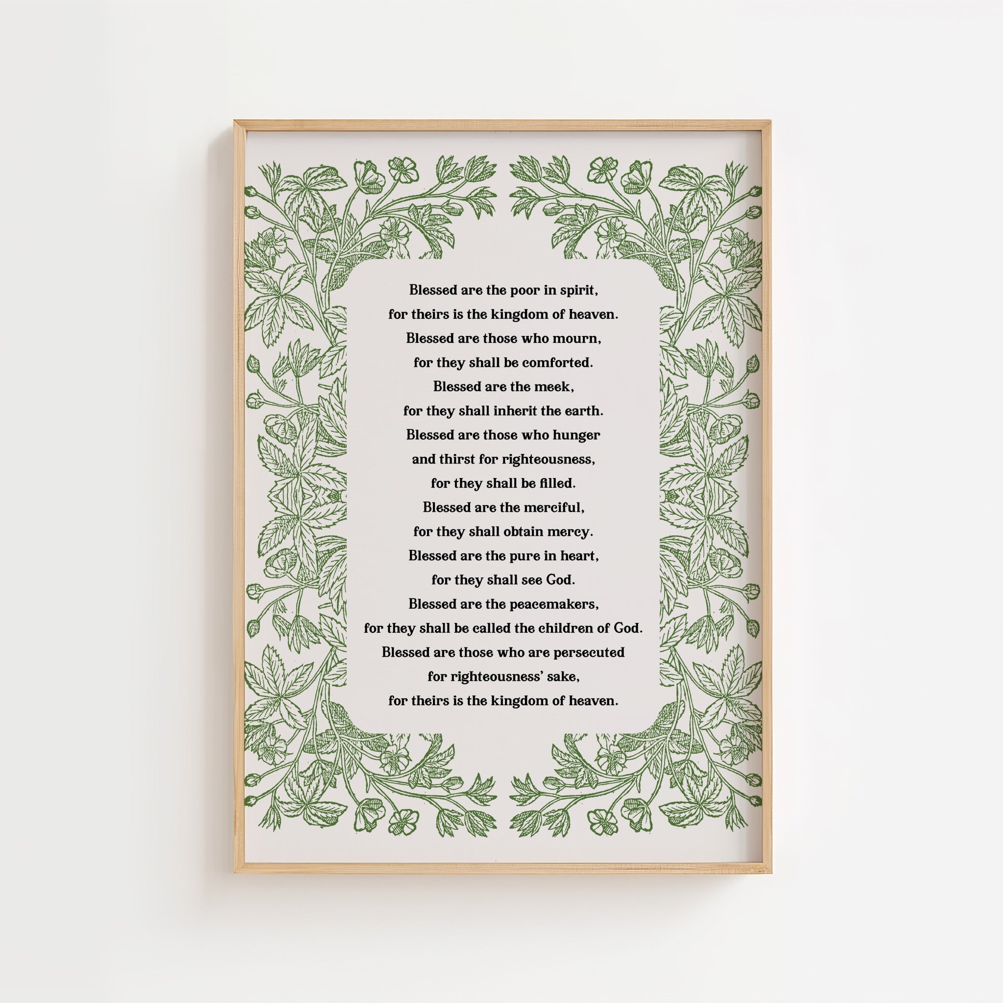 Beatitudes Matthew 5:3–12 – Floral Border Scripture Print