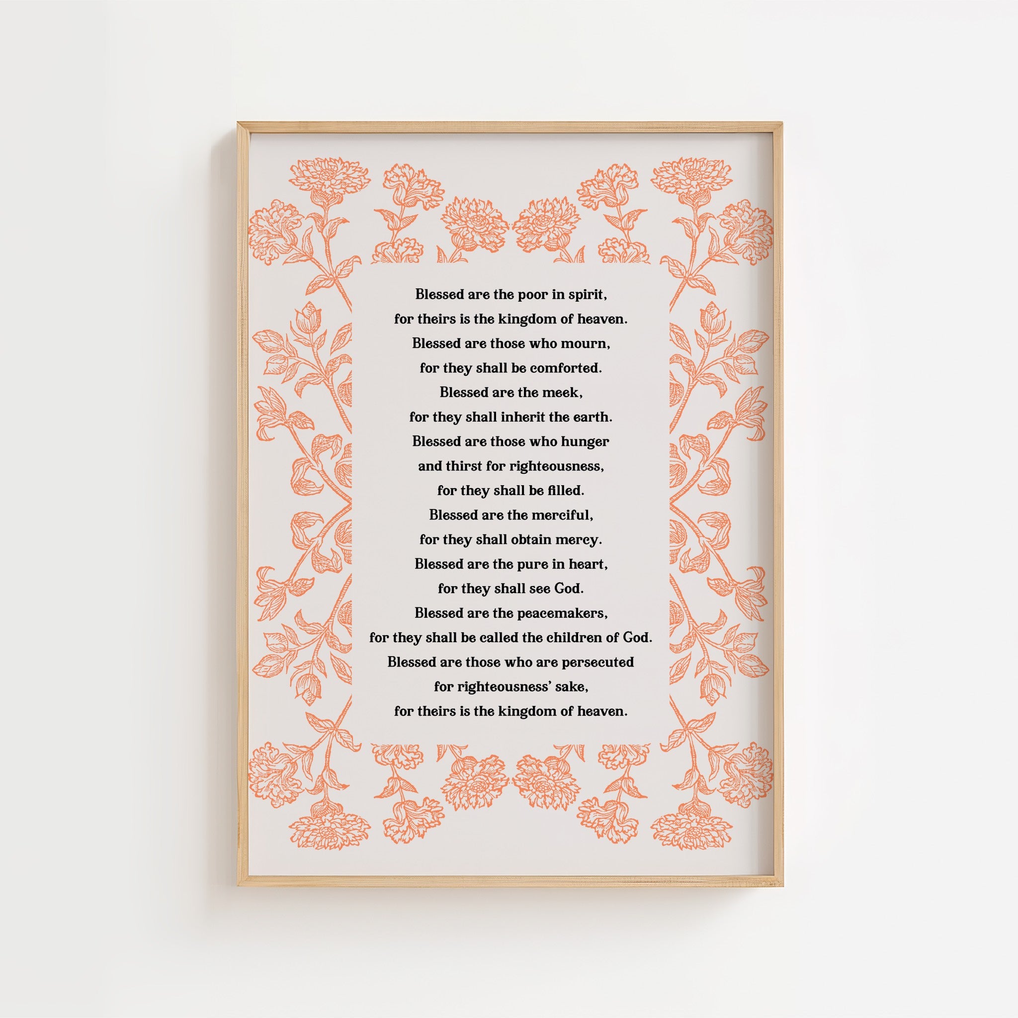 Beatitudes Matthew 5:3–12 – Floral Border Scripture Print